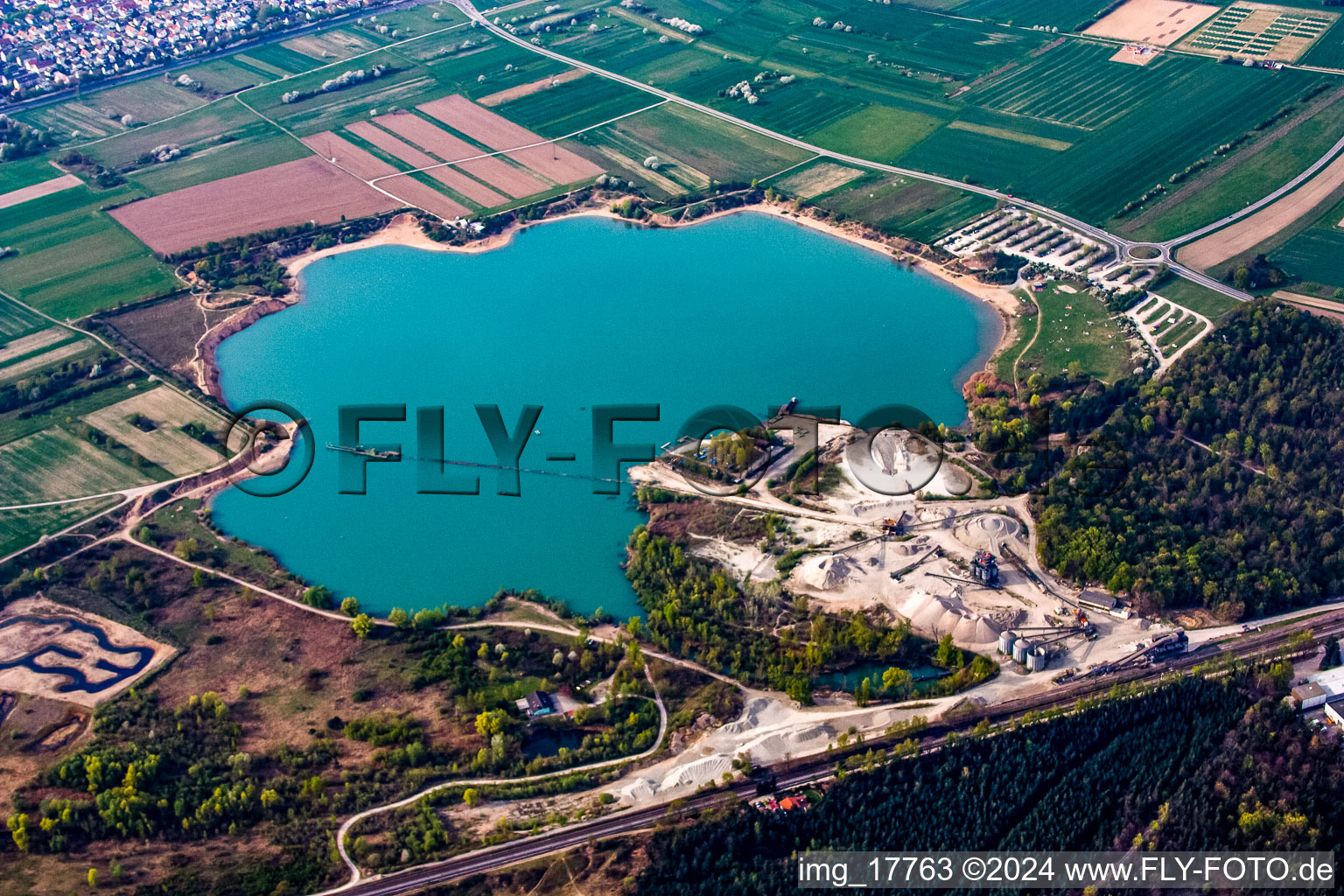 Epplesee from the southeast in the district Silberstreifen in Rheinstetten in the state Baden-Wuerttemberg, Germany