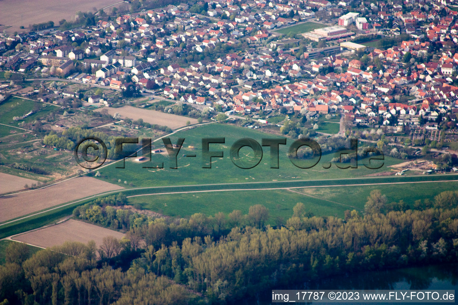 Neuburg in the state Rhineland-Palatinate, Germany seen from above