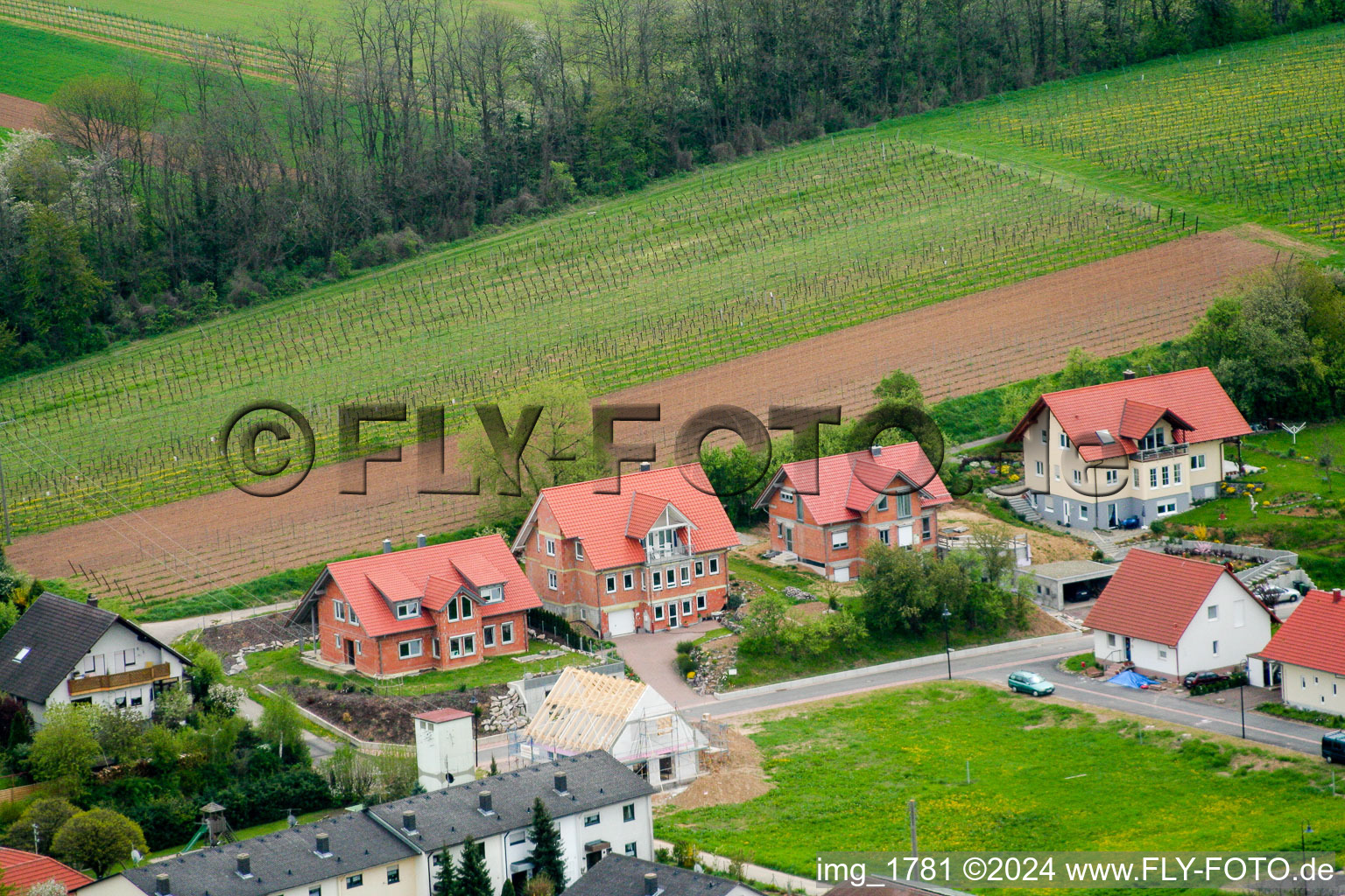 Aerial view of New development area in Hergersweiler in the state Rhineland-Palatinate, Germany