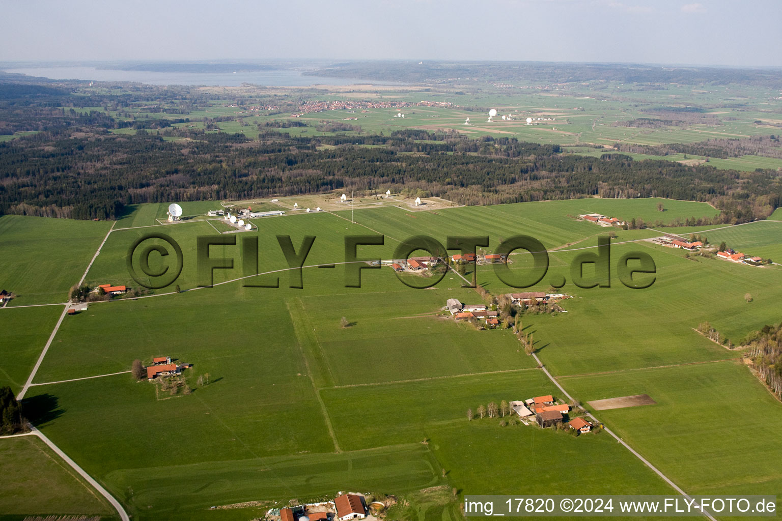 Aerial photograpy of Earth station in Raisting in the state Bavaria, Germany