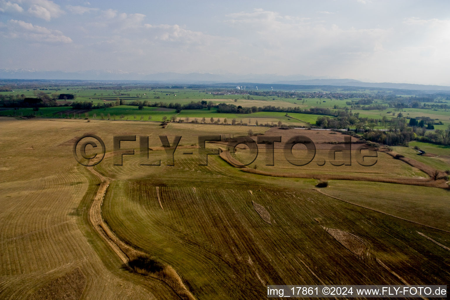 Aerial photograpy of Ammersee, south shore in Fischen in the state Bavaria, Germany