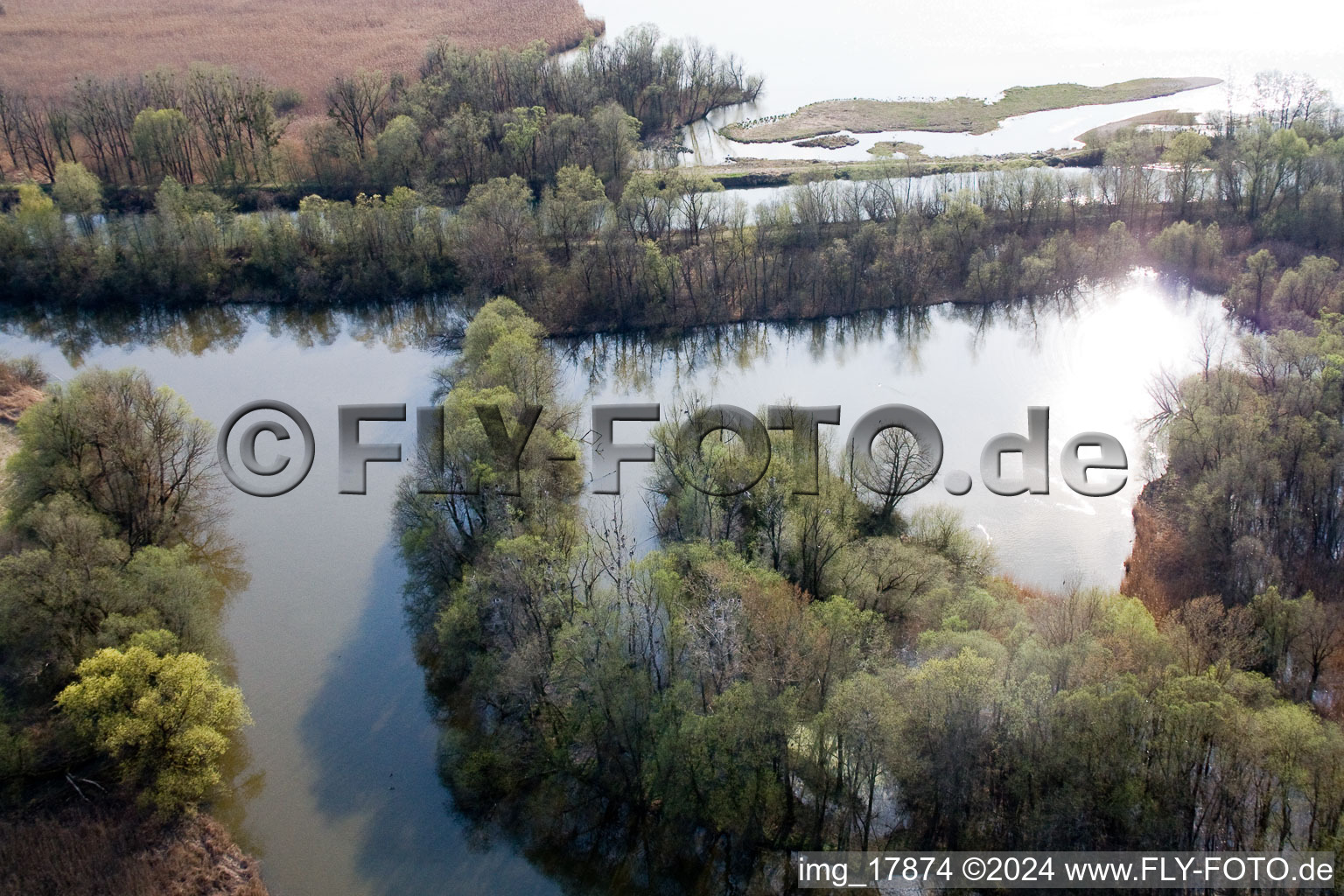 At Lake Ammersee in Fischen in the state Bavaria, Germany seen from above