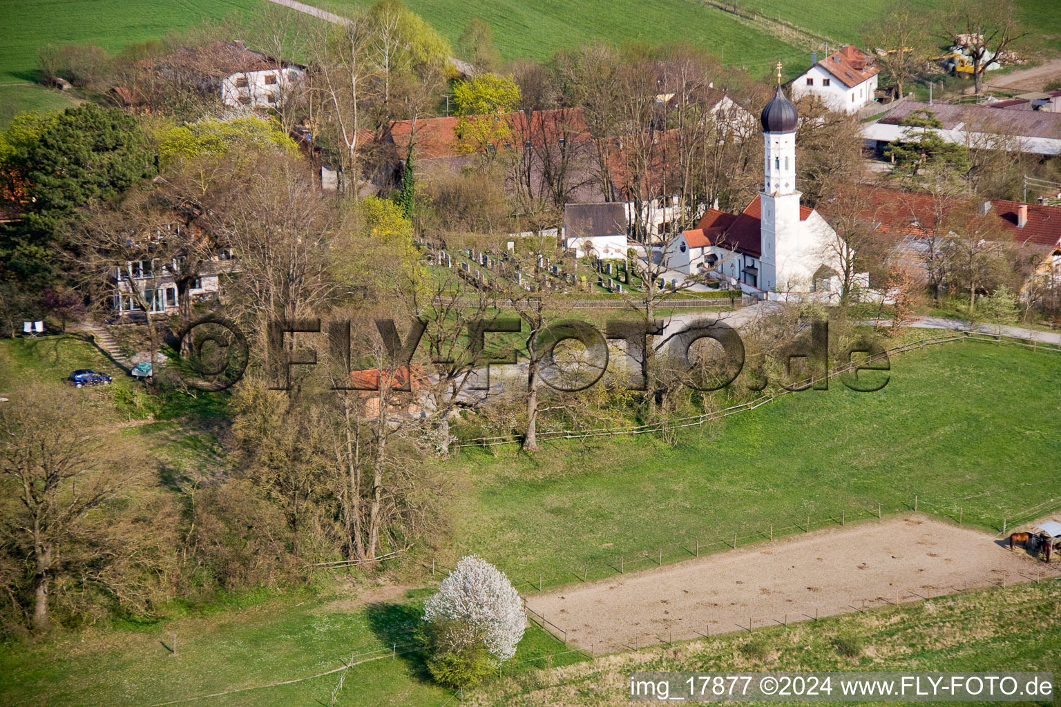 At Lake Ammersee in Fischen in the state Bavaria, Germany from the plane