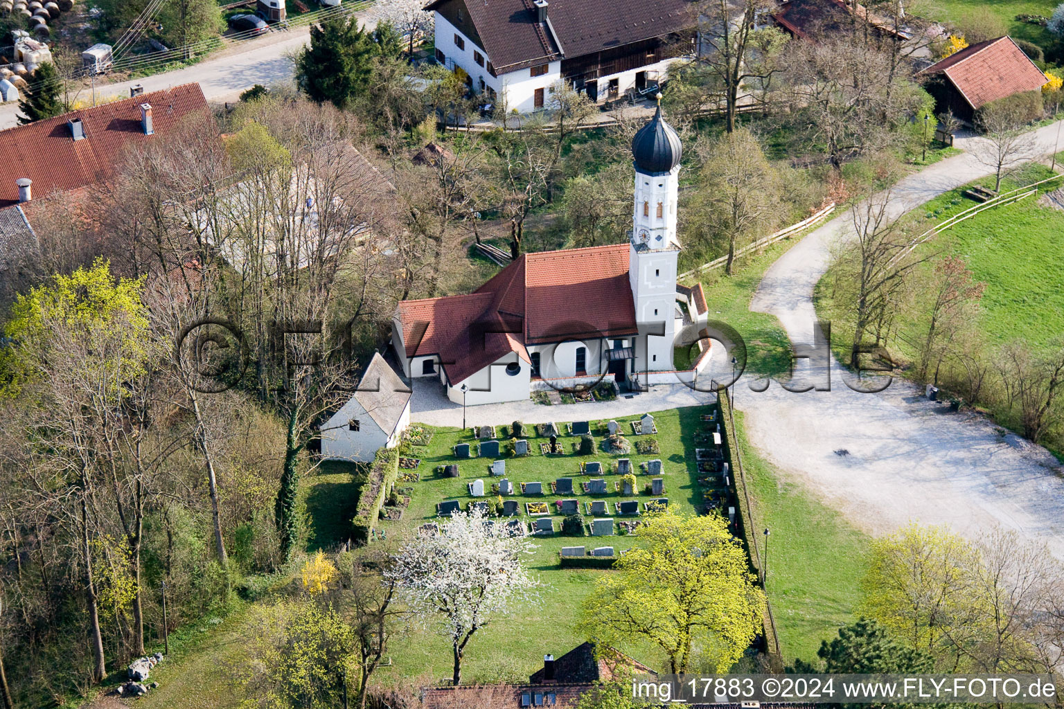 Drone recording of At Lake Ammersee in Fischen in the state Bavaria, Germany