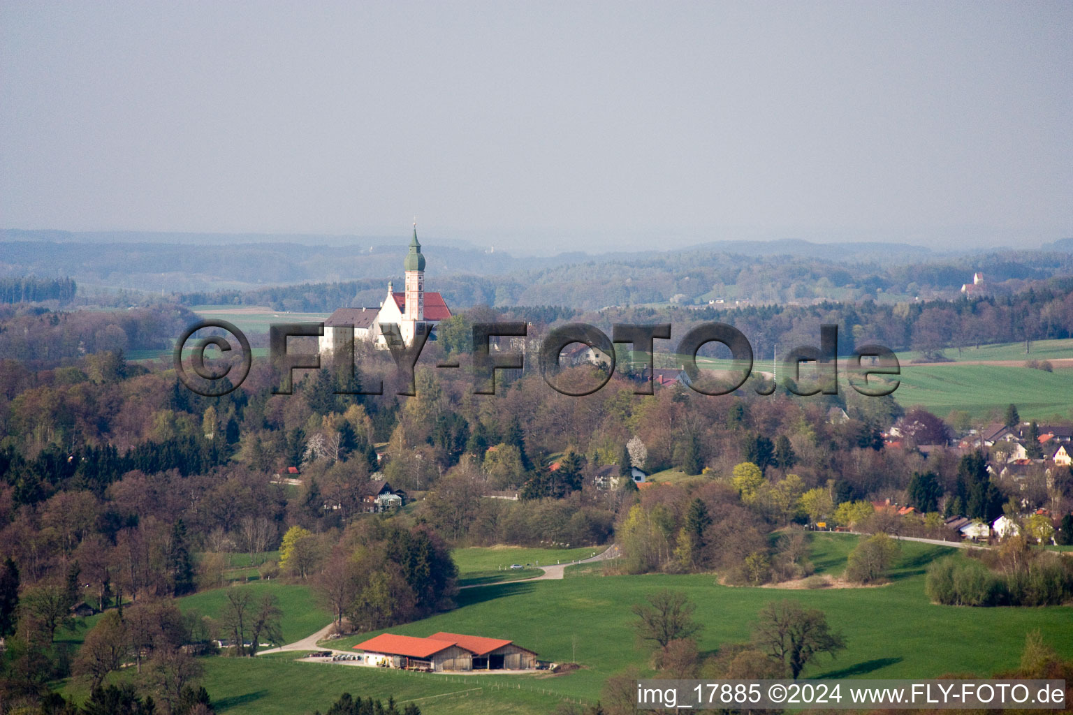 Complex of buildings of the monastery and brewery on Bergstrasse in Andechs in the state Bavaria