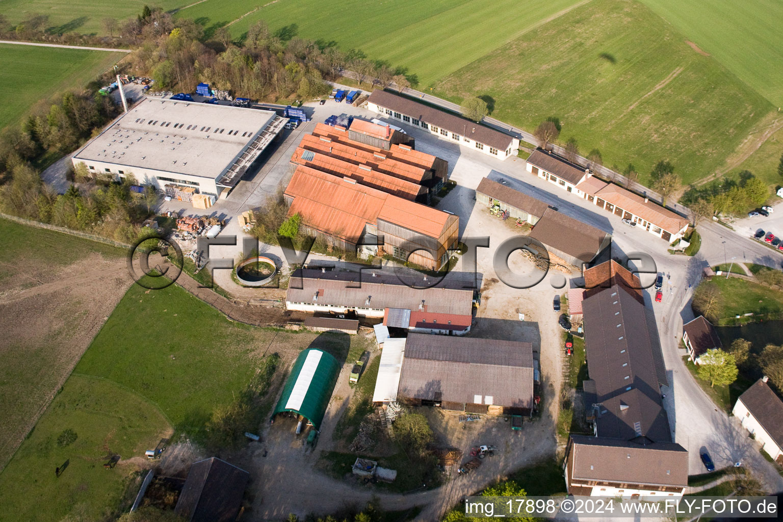 Monastery Brewery in Andechs in the state Bavaria, Germany from the plane