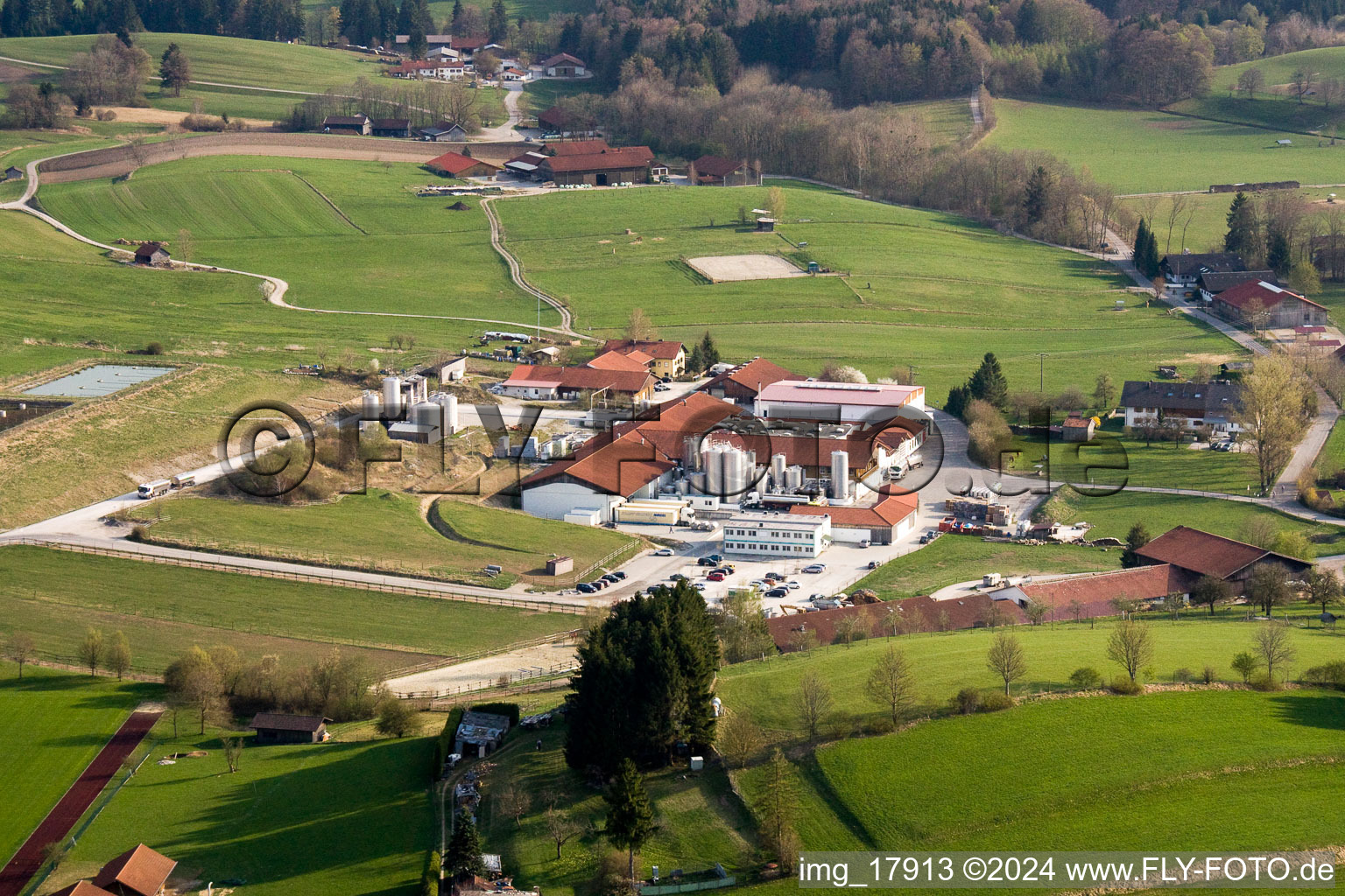 Technical facilities in the industrial area Andechser Molkerei Scheitz in Andechs in the state Bavaria