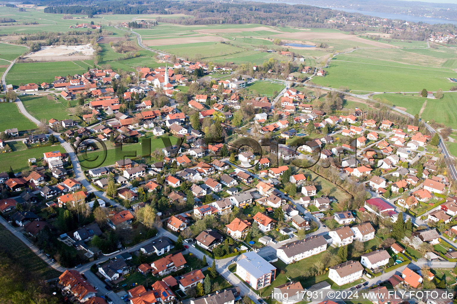 Village view in the district Traubing in Tutzing in the state Bavaria, Germany