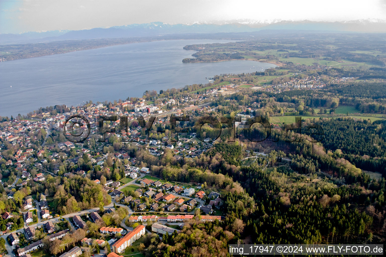 Riparian areas on the lake area of lake Starnberg in Tutzing in the state Bavaria, Germany