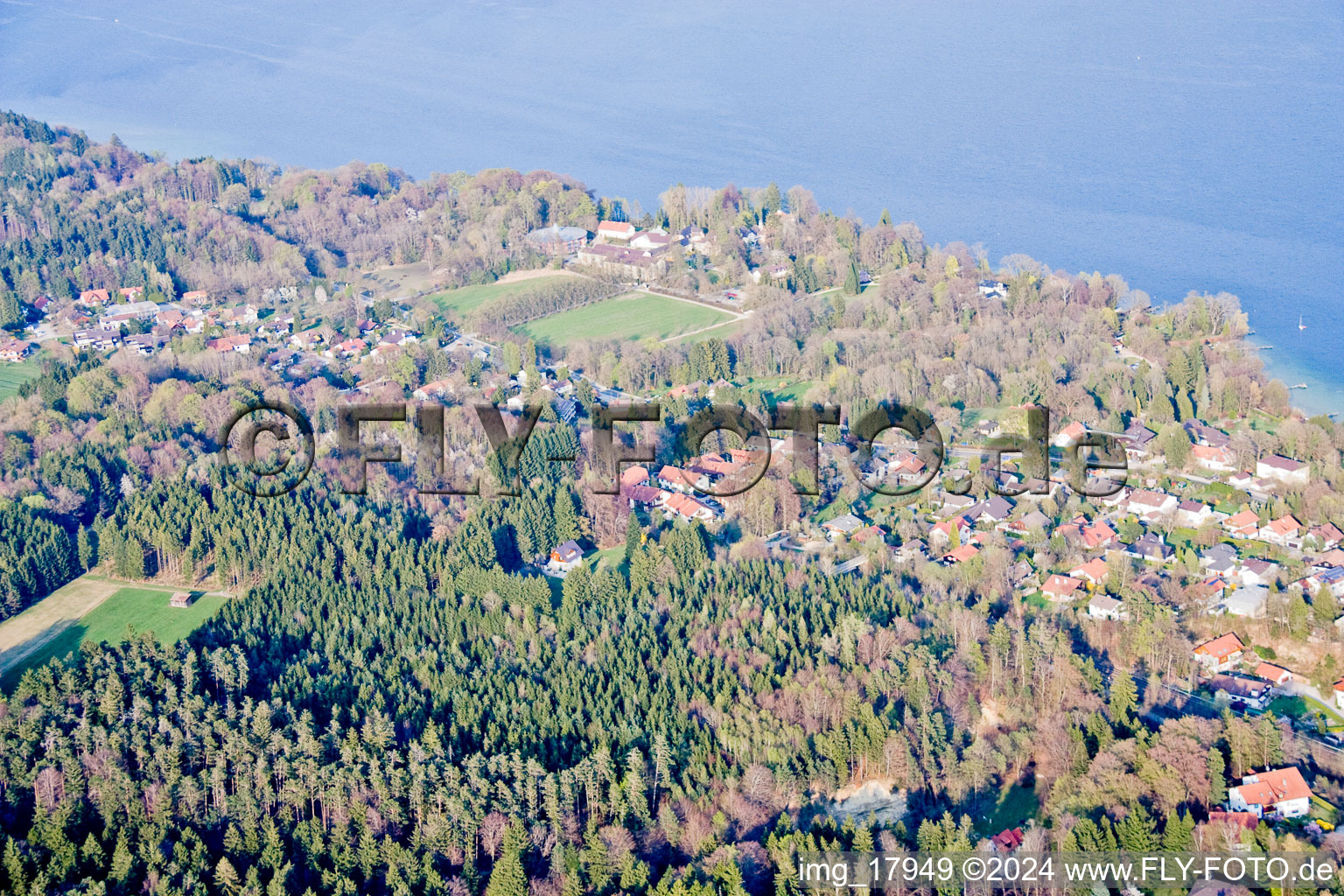 Oblique view of At Lake Starnberg in Tutzing in the state Bavaria, Germany