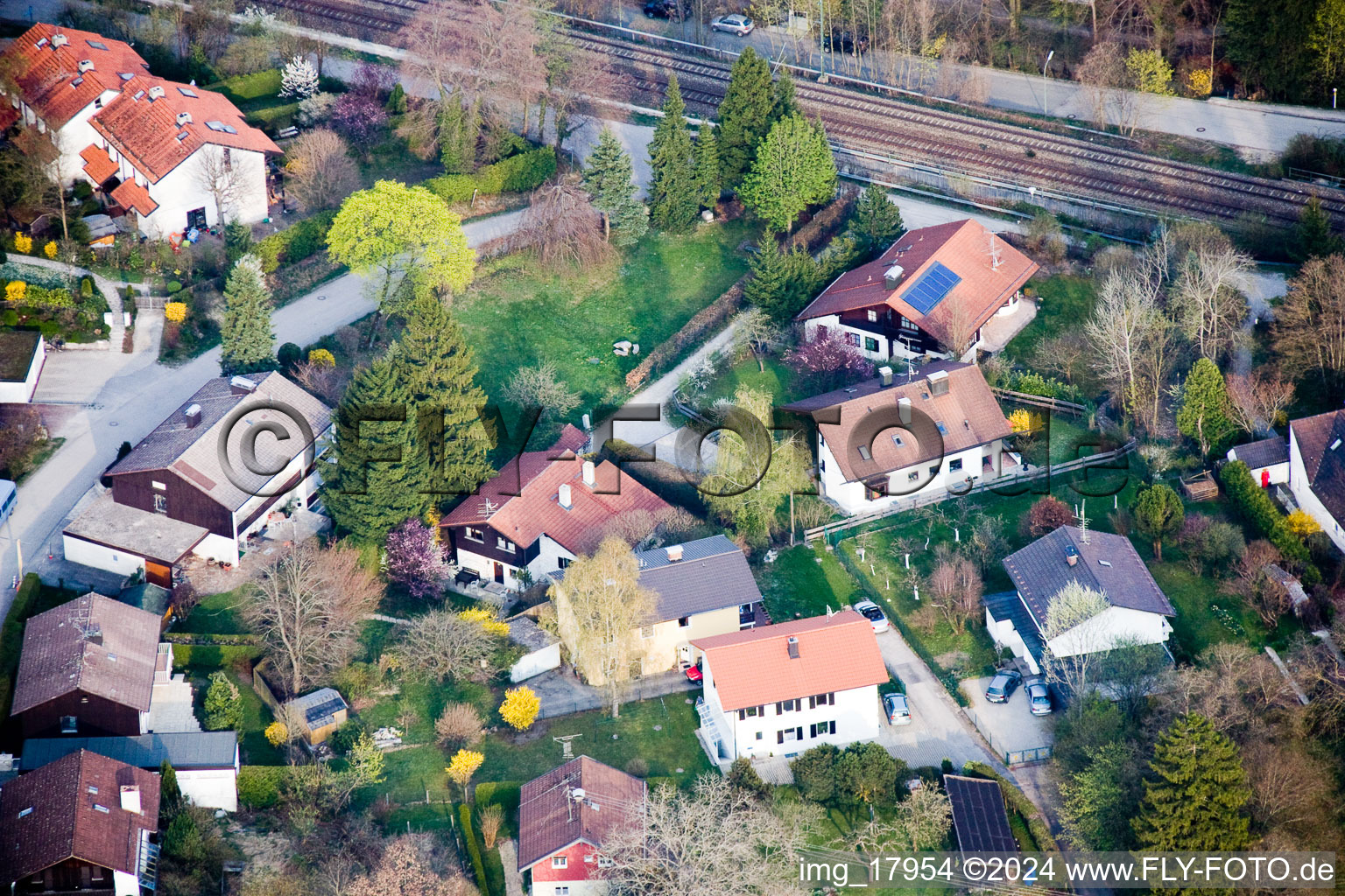 At Lake Starnberg in Tutzing in the state Bavaria, Germany from the plane