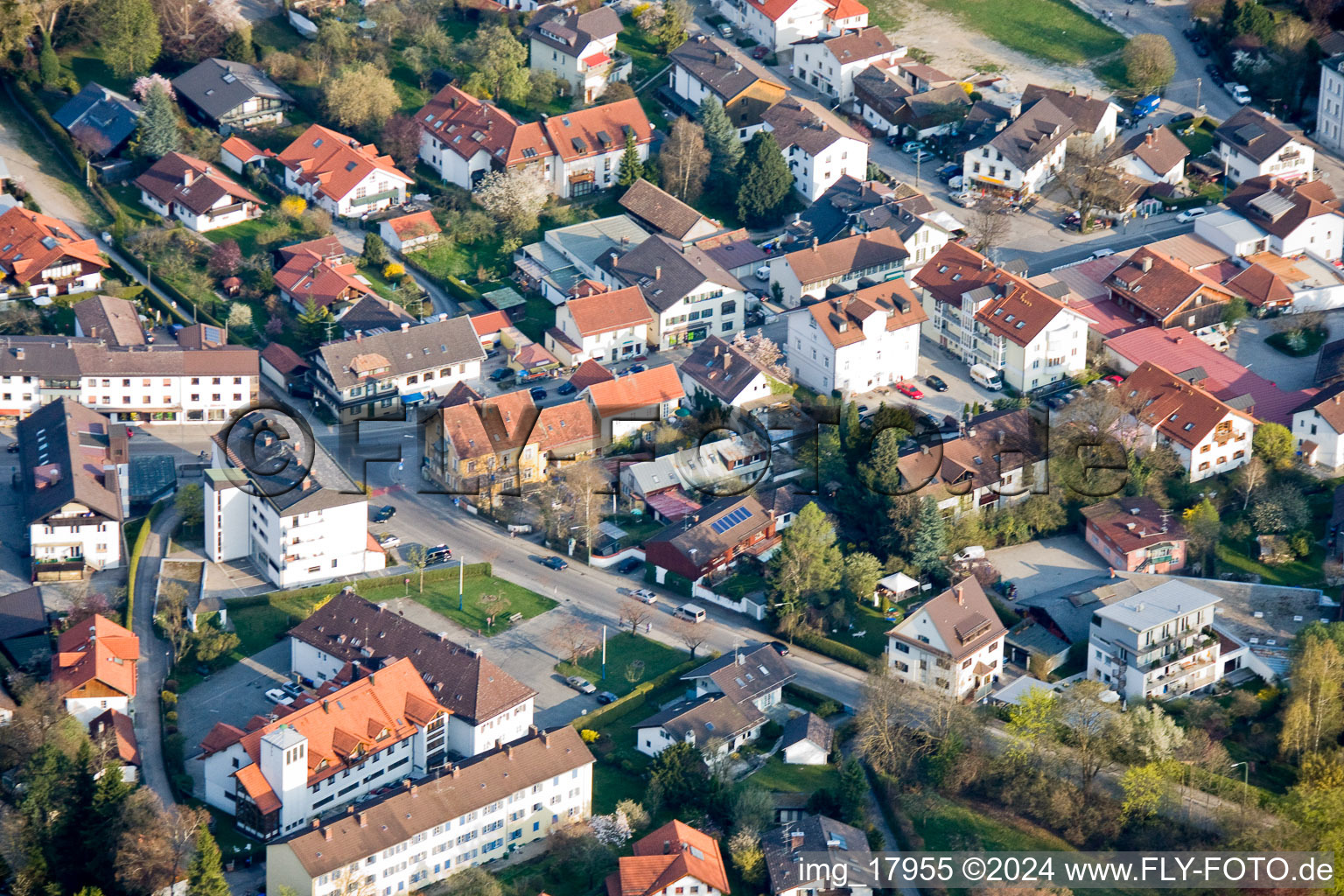 Bird's eye view of At Lake Starnberg in Tutzing in the state Bavaria, Germany