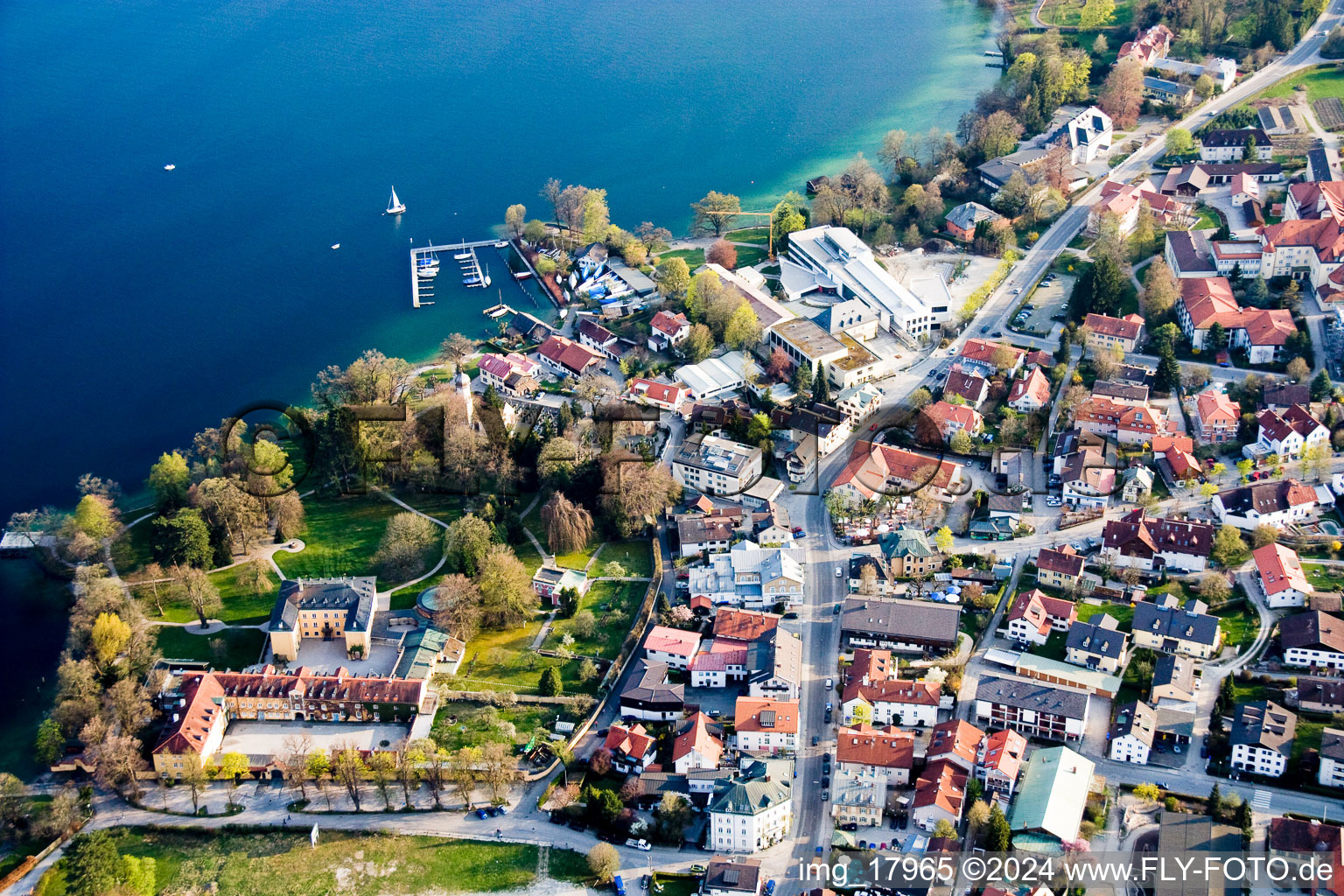 Park of Bleicher on shore of lake of Starnberg in Tutzing in the state Bavaria, Germany