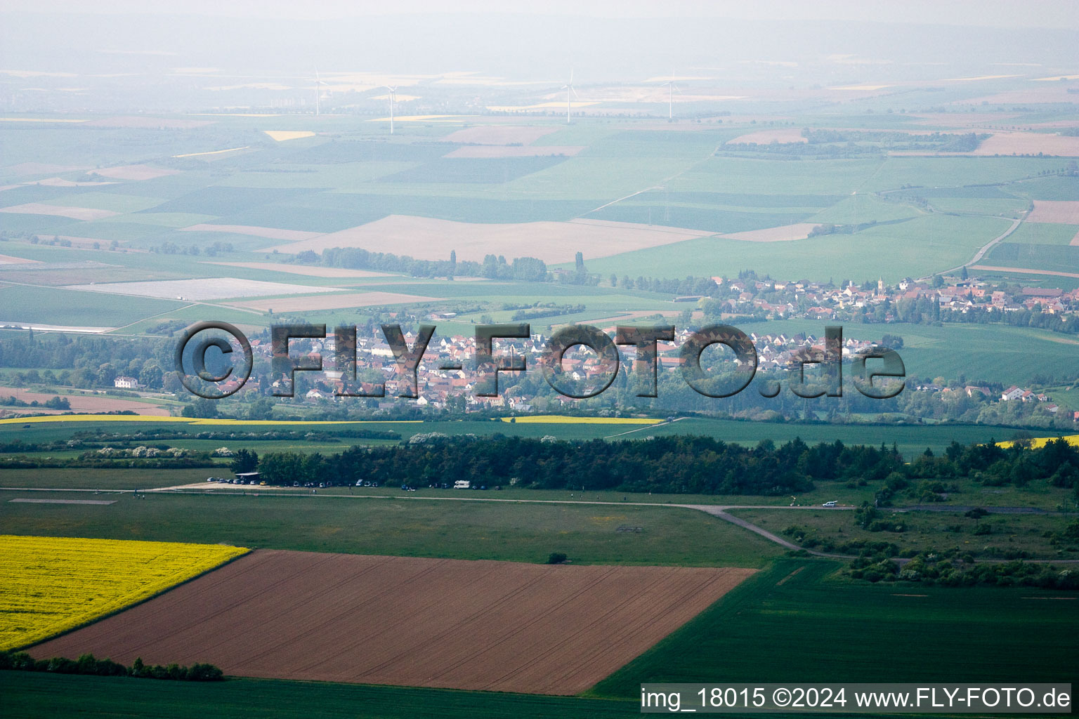 Kleinkarlbach in the state Rhineland-Palatinate, Germany seen from above