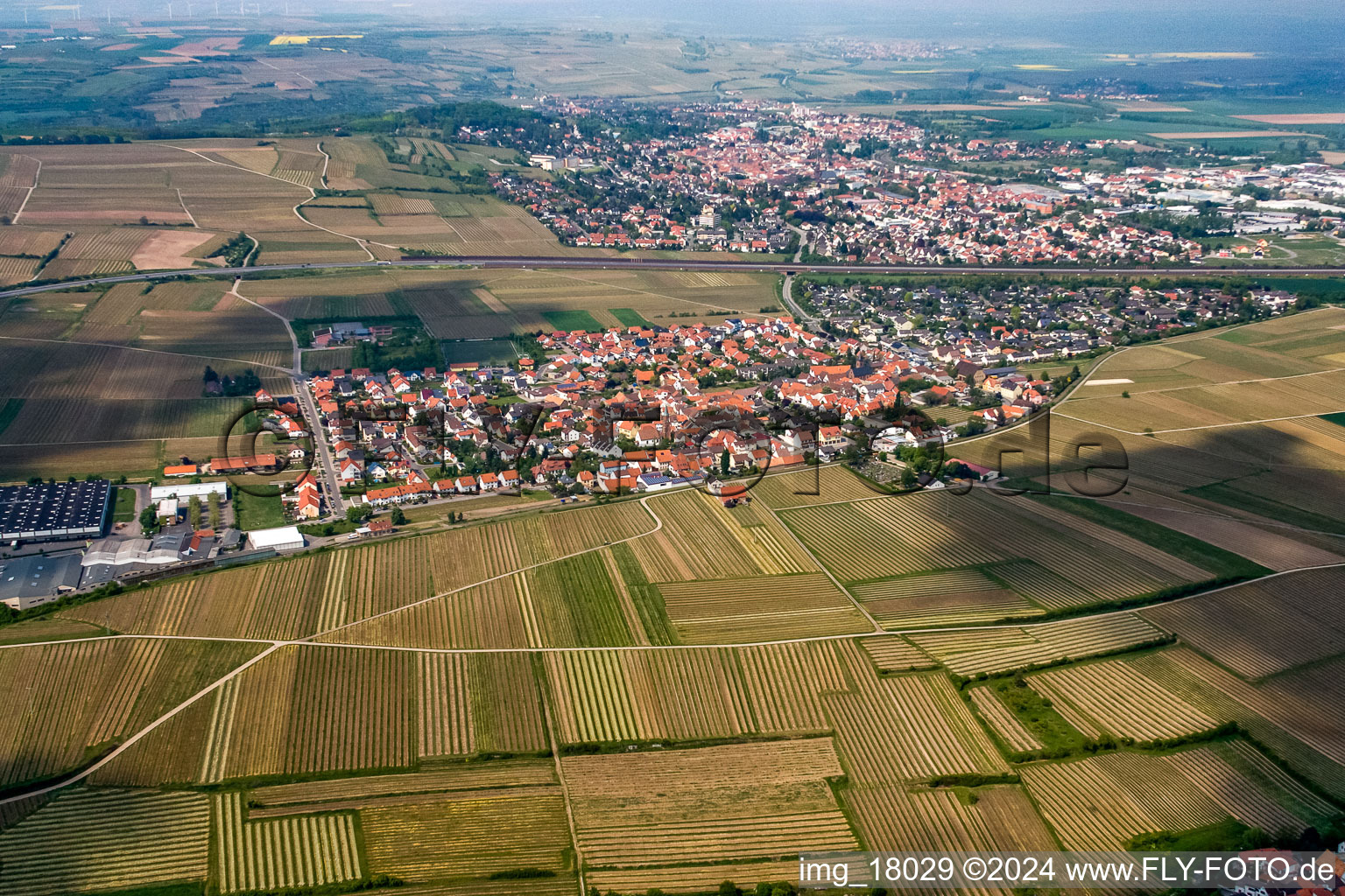 Village view in the district Sausenheim in Grünstadt in the state Rhineland-Palatinate, Germany