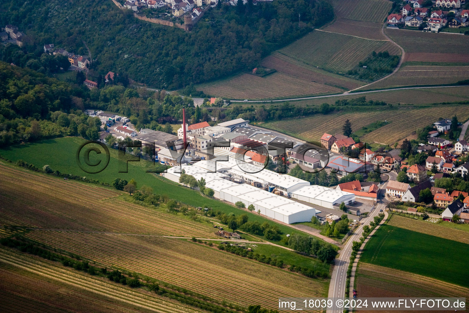 Building and production halls on the premises of the chemical manufacturers Gechem GmbH & Co KG in the district Neuleiningen-Tal in Kleinkarlbach in the state Rhineland-Palatinate, Germany