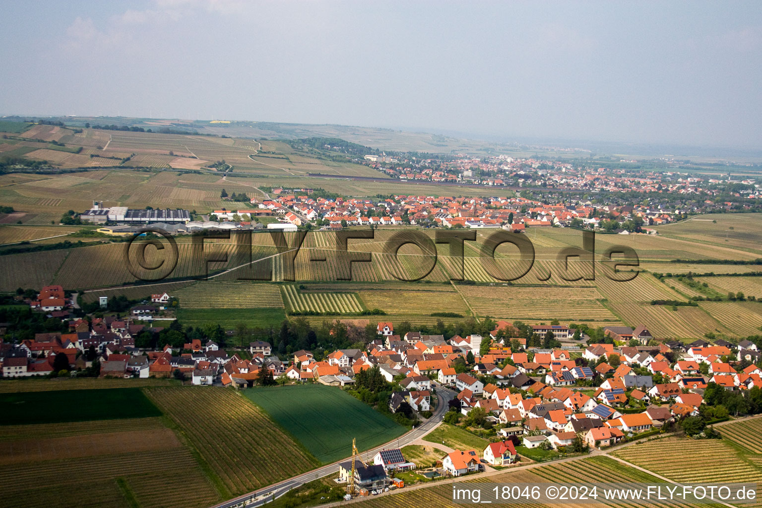 Drone image of Kleinkarlbach in the state Rhineland-Palatinate, Germany