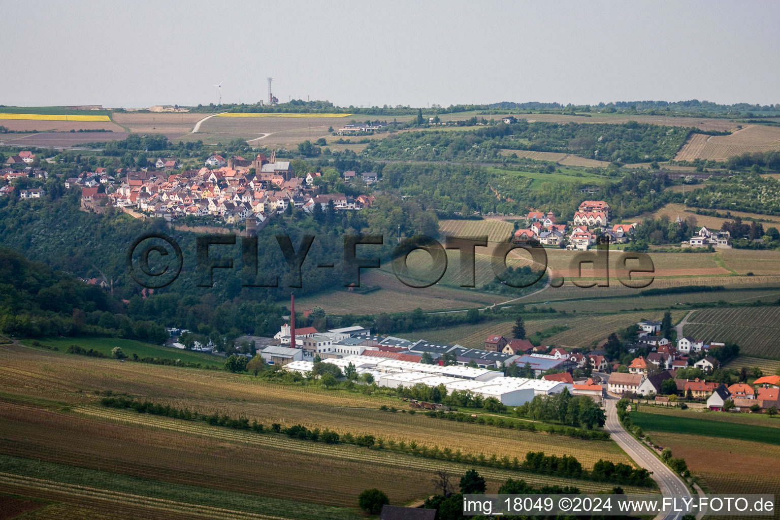 Oblique view of Gechem GmbH in Kleinkarlbach in the state Rhineland-Palatinate, Germany