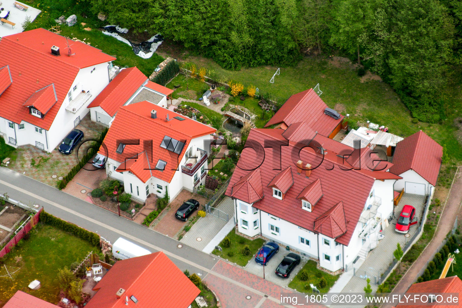 Aerial view of New development area in the NE in Winden in the state Rhineland-Palatinate, Germany