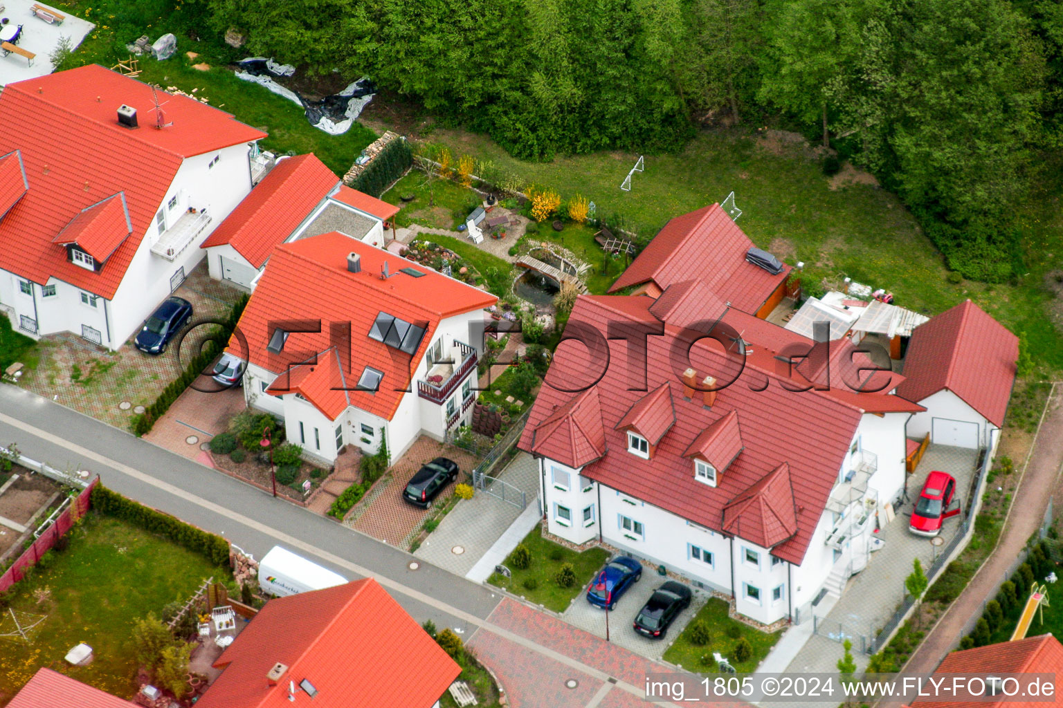 Aerial view of New development area in the NE in Winden in the state Rhineland-Palatinate, Germany