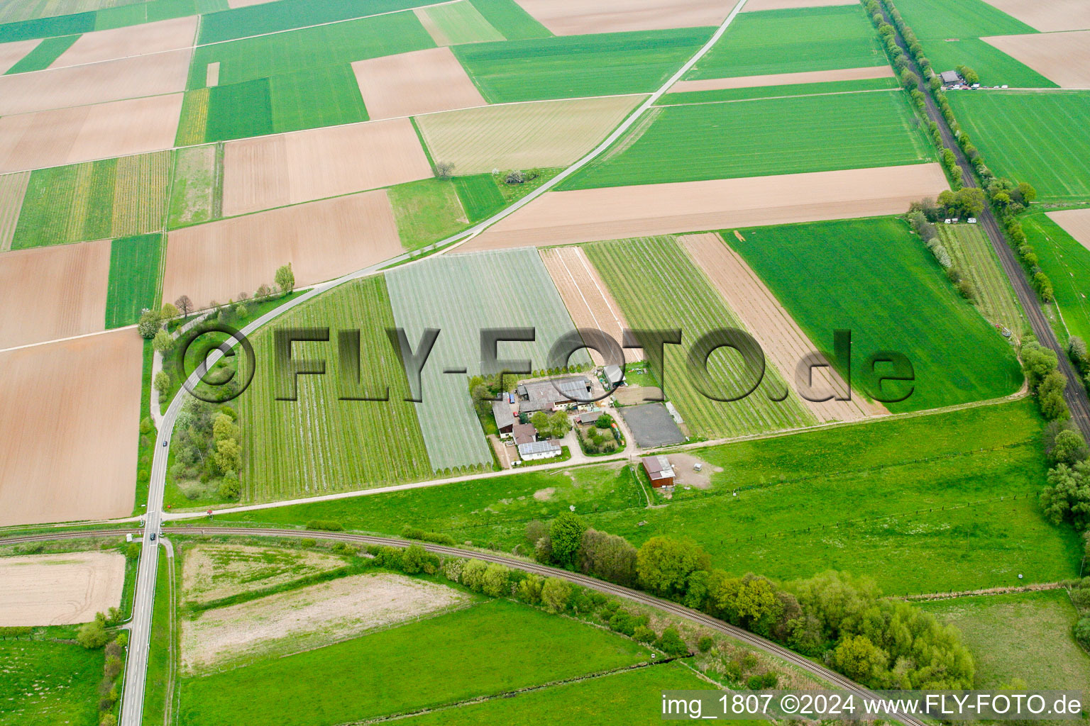 Aerial view of Lindenhof in Winden in the state Rhineland-Palatinate, Germany