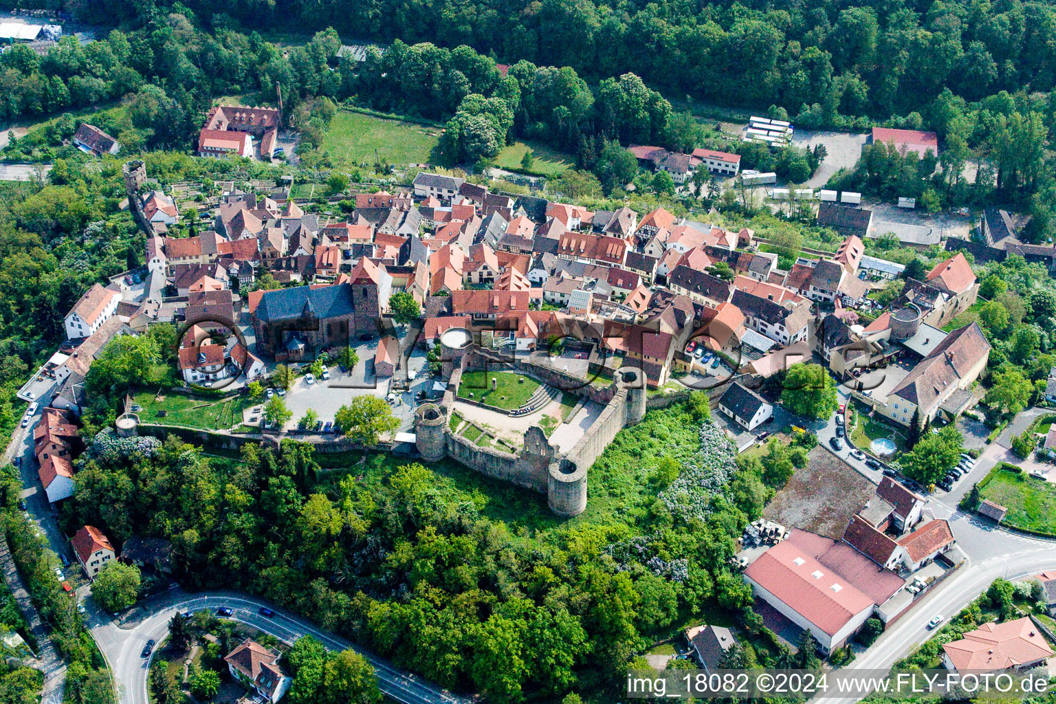 Aerial photograpy of Neuleiningen in the state Rhineland-Palatinate, Germany