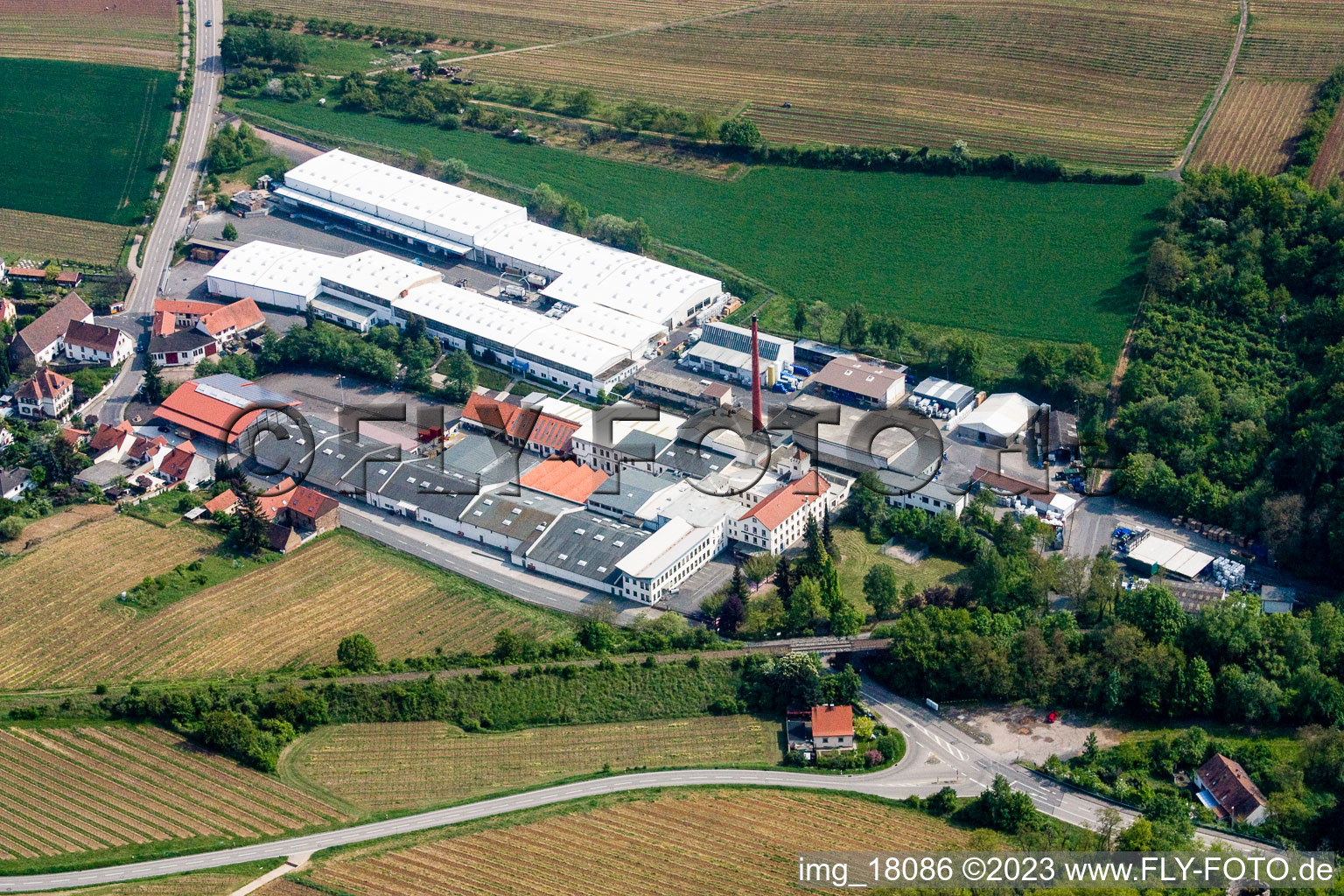 Gechem GmbH in Kleinkarlbach in the state Rhineland-Palatinate, Germany from above