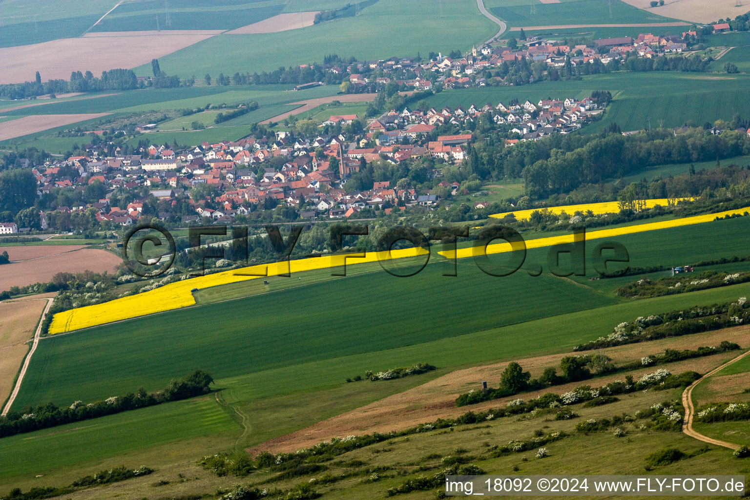 Aerial view of Ebertsheim in the state Rhineland-Palatinate, Germany