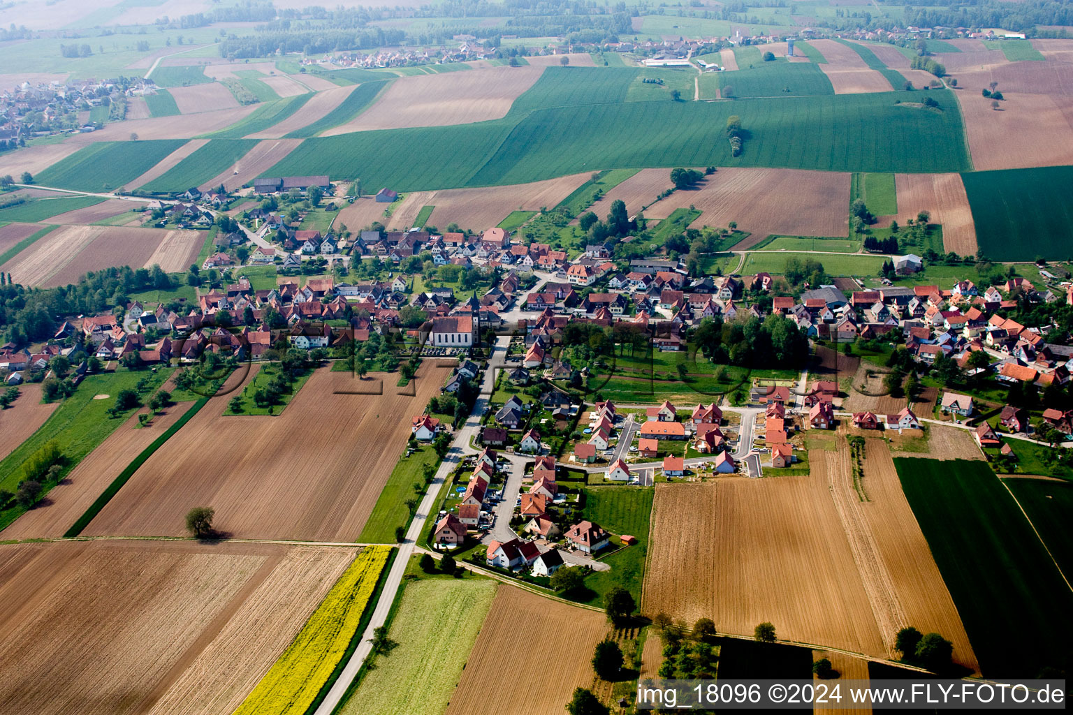 Aerial view of Stundwiller in the state Bas-Rhin, France