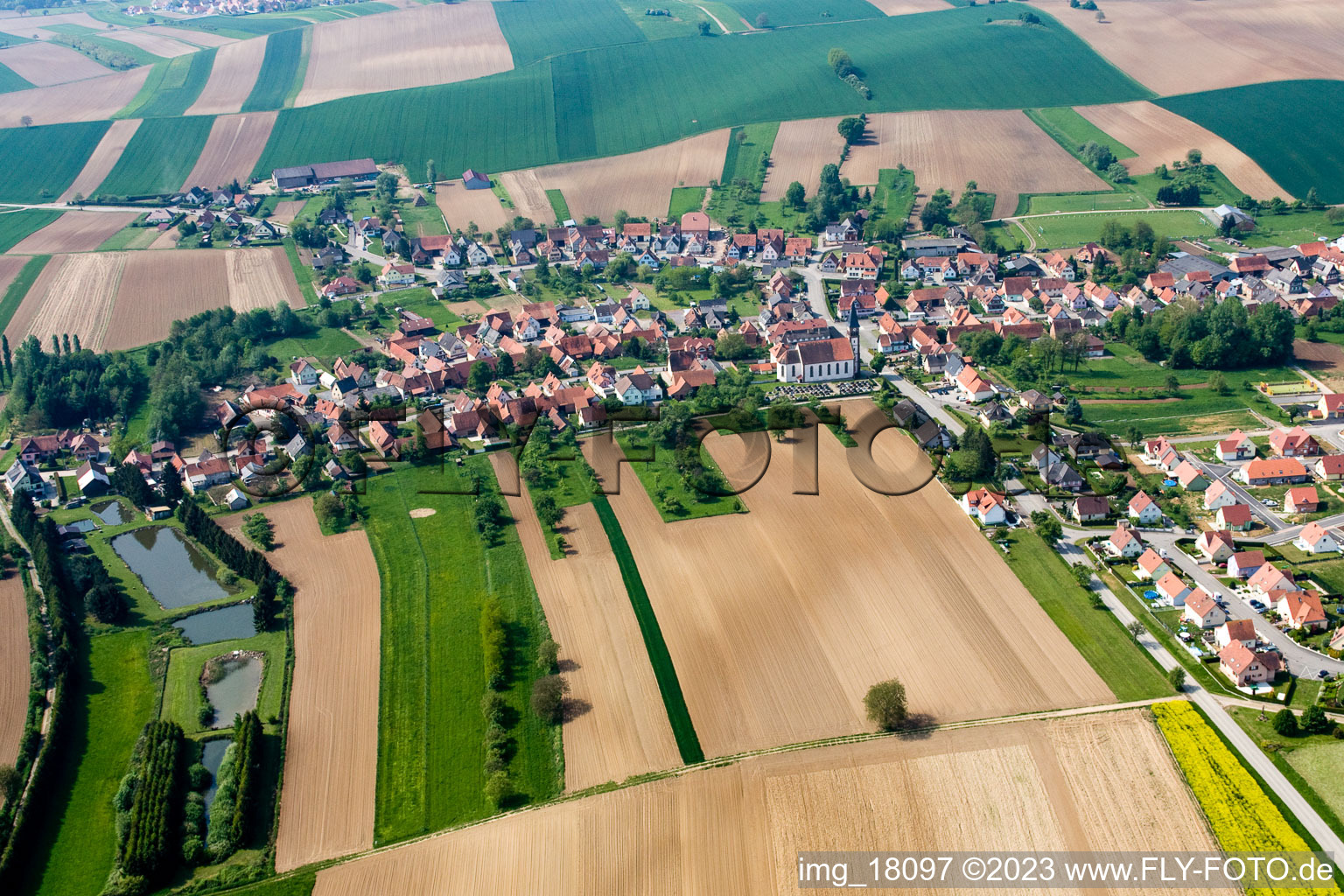 Aerial photograpy of Stundwiller in the state Bas-Rhin, France