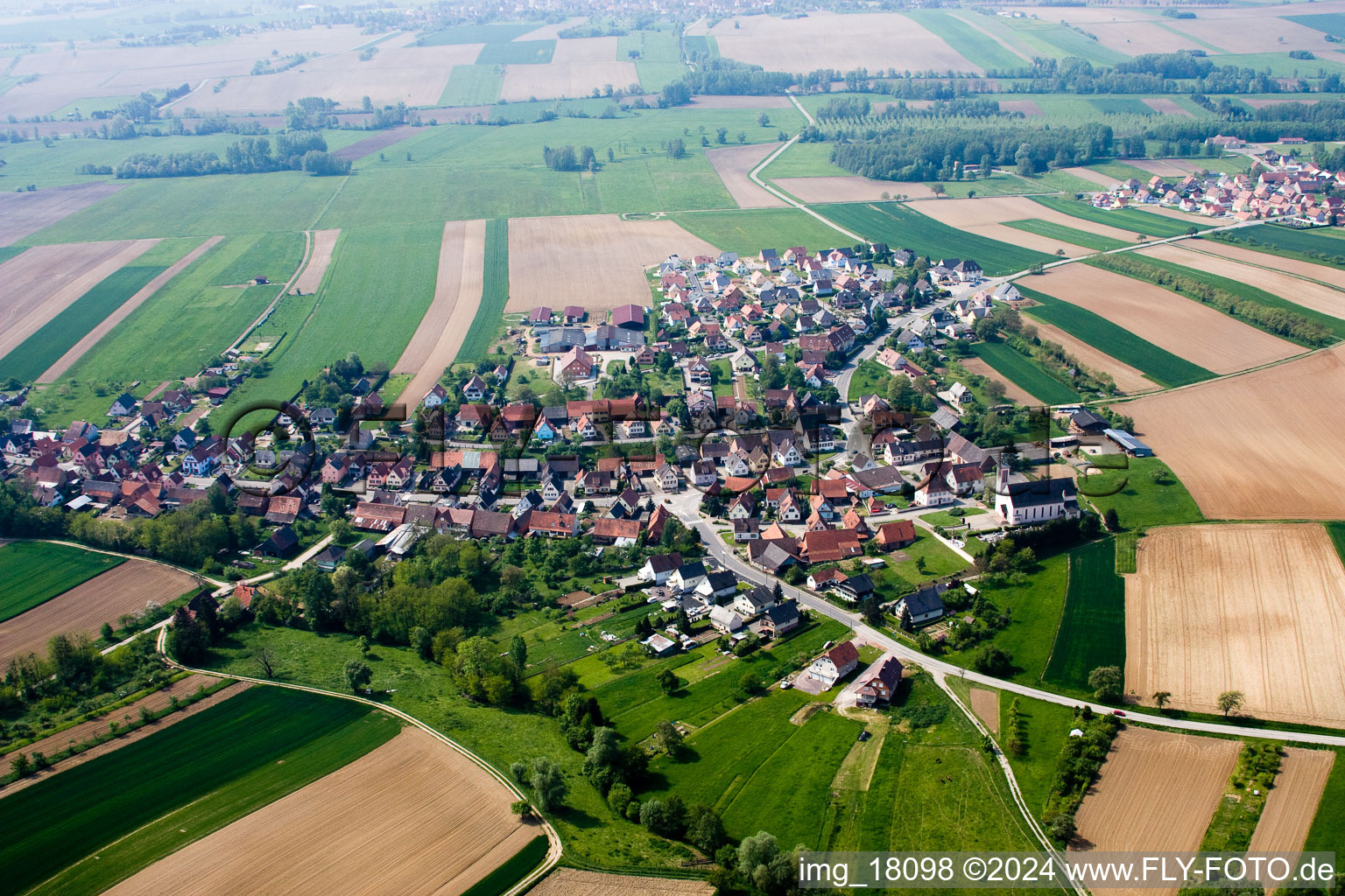 Drone image of Buhl in the state Bas-Rhin, France