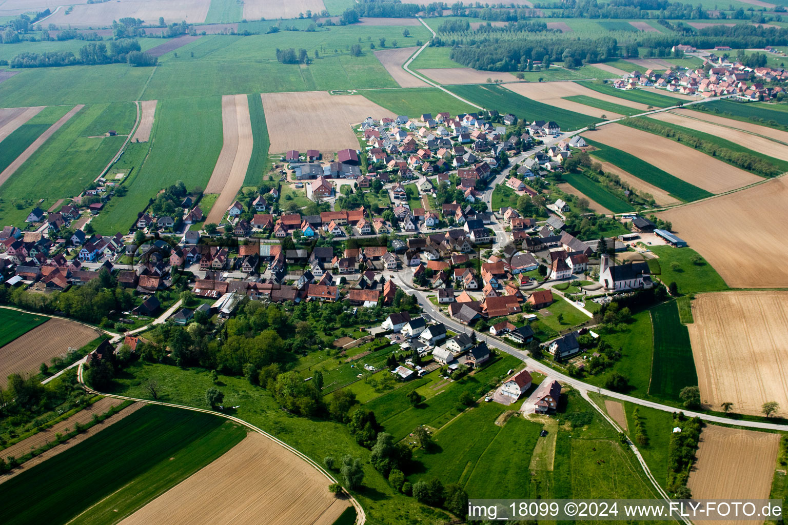 Buhl in the state Bas-Rhin, France from the drone perspective