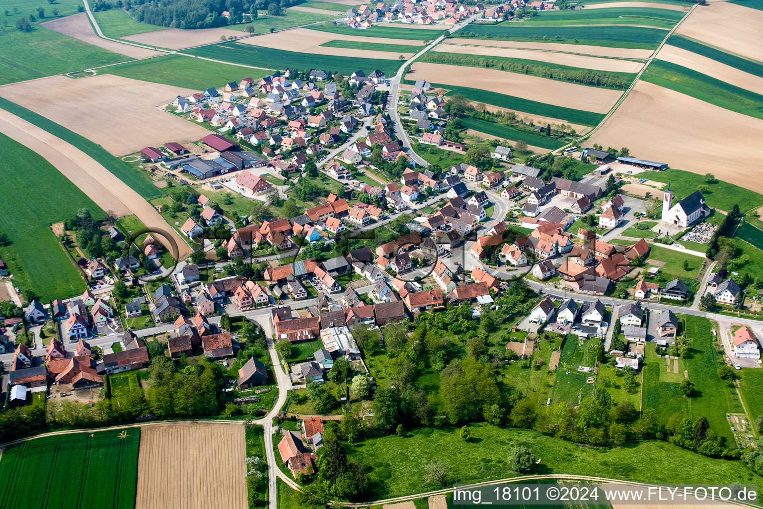 Buhl in the state Bas-Rhin, France from a drone