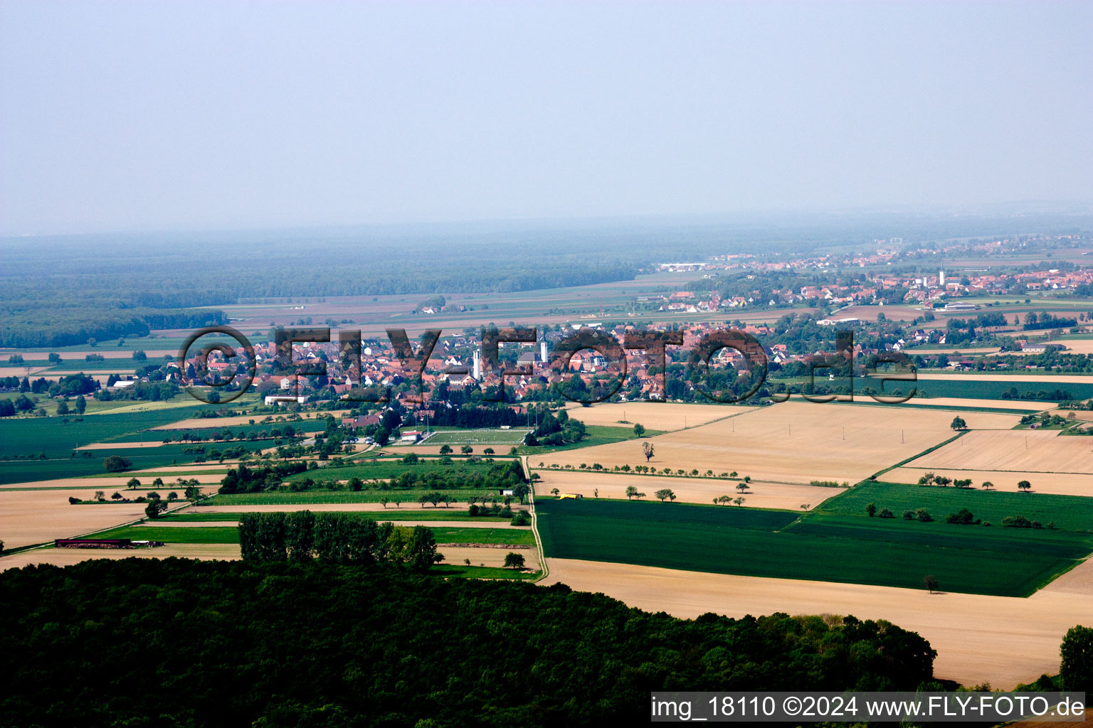 Oblique view of Hatten in the state Bas-Rhin, France