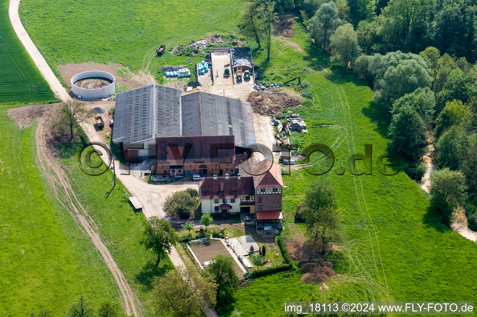 Niederrœdern in the state Bas-Rhin, France viewn from the air