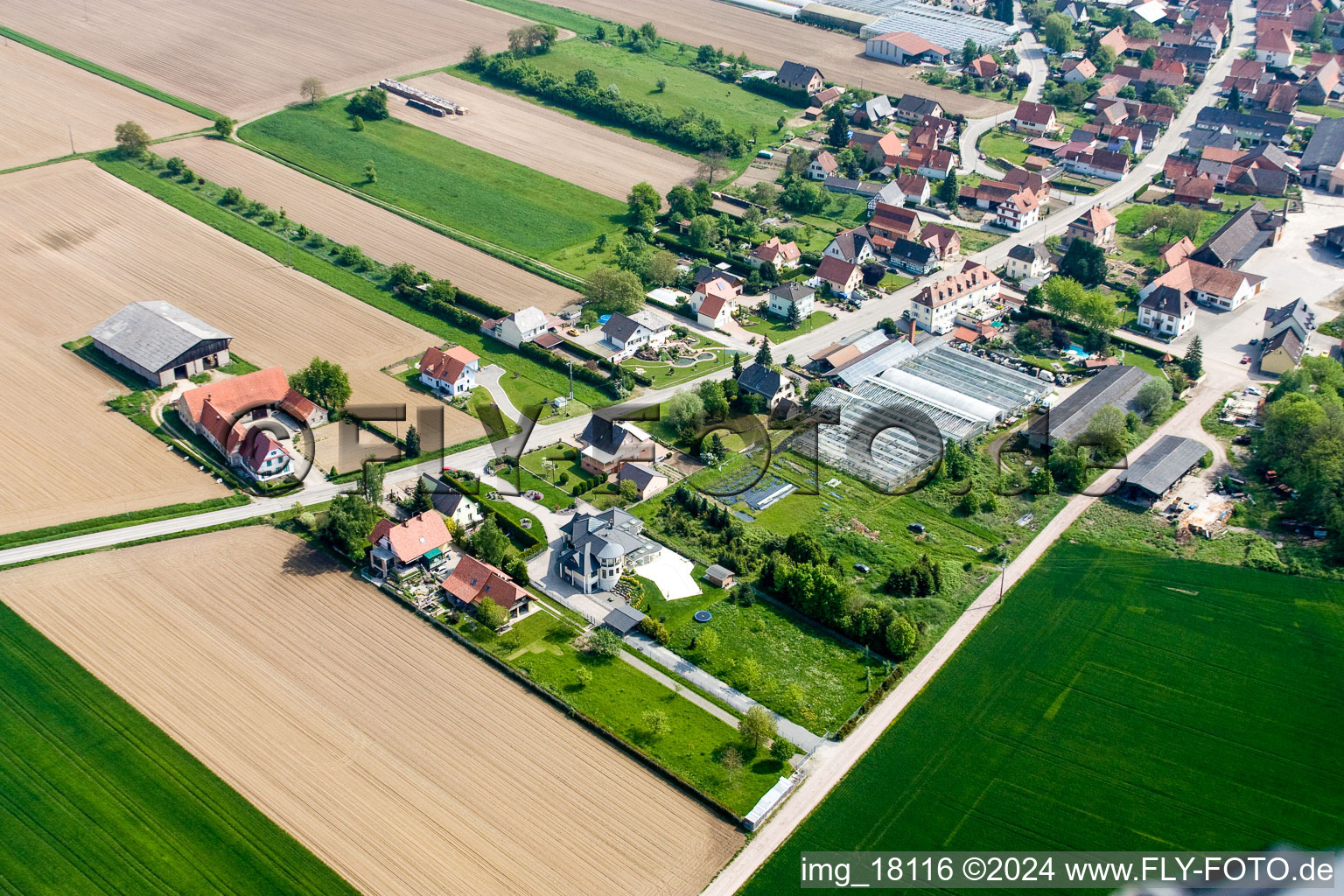 Drone image of Niederrœdern in the state Bas-Rhin, France