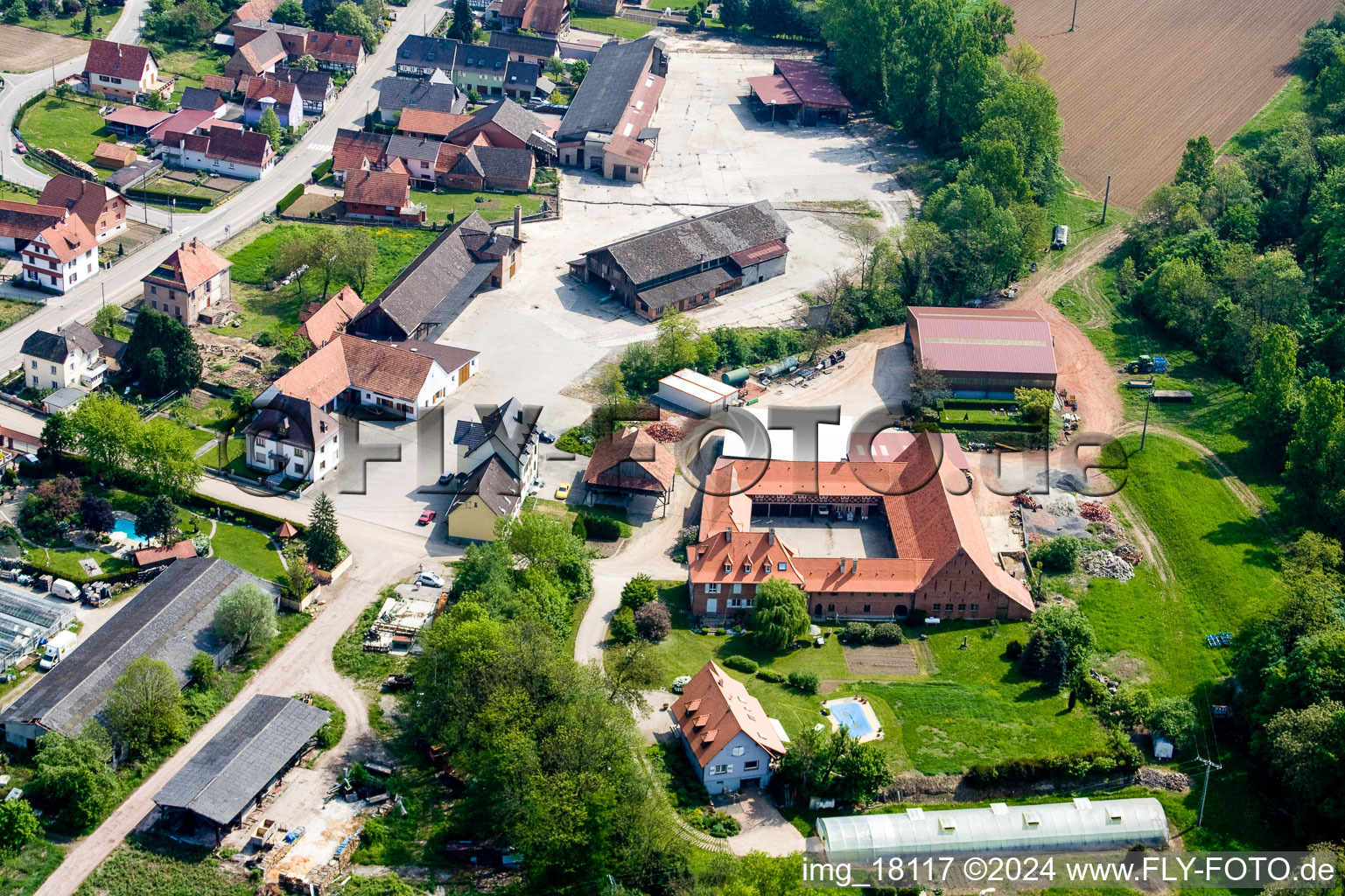 Niederrœdern in the state Bas-Rhin, France from the drone perspective