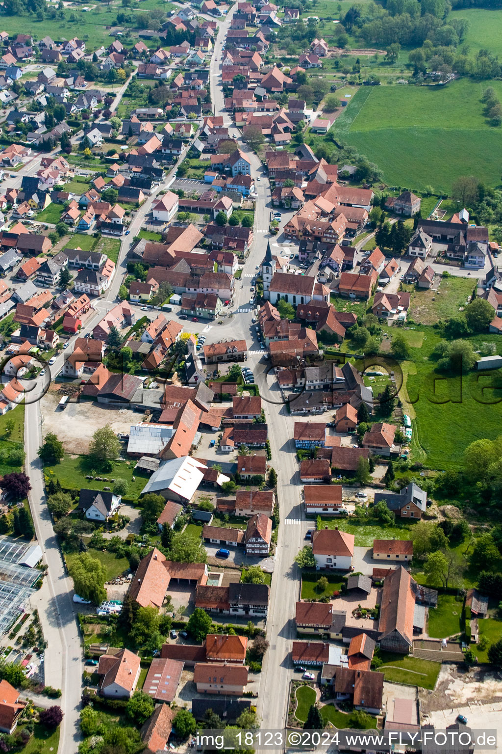 Oblique view of Niederrœdern in the state Bas-Rhin, France