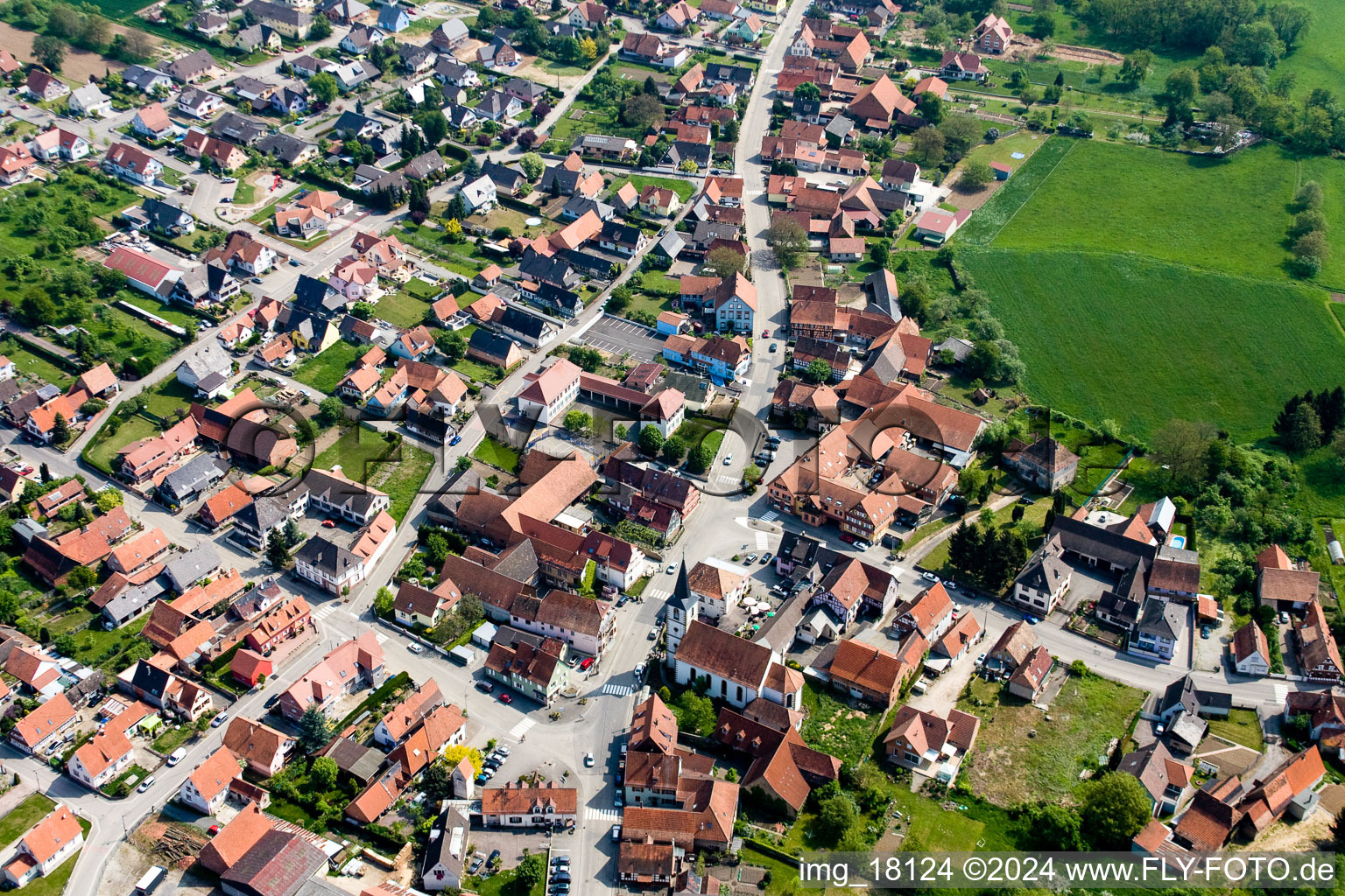 Niederrœdern in the state Bas-Rhin, France from above