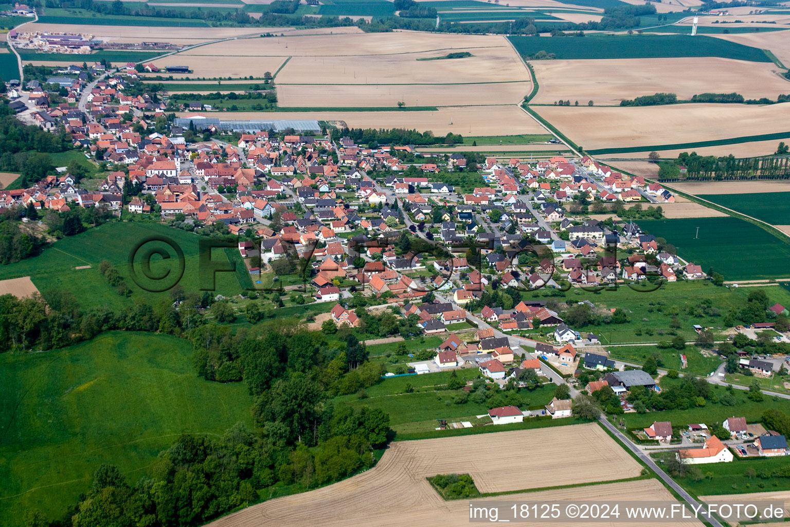 Niederrœdern in the state Bas-Rhin, France out of the air