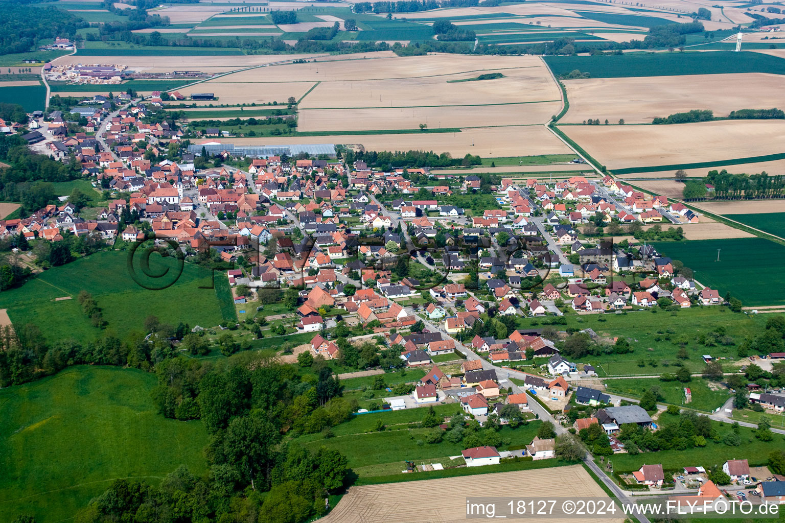 Niederrœdern in the state Bas-Rhin, France from the plane