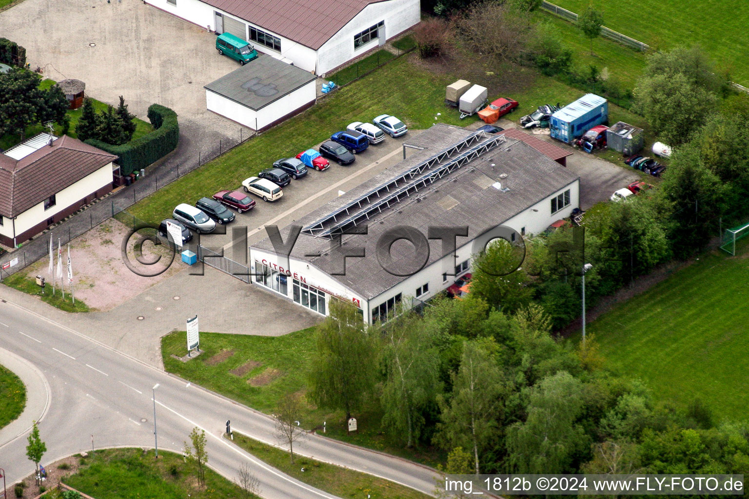 Aerial photograpy of Citroen dealership Schwind in Winden in the state Rhineland-Palatinate, Germany