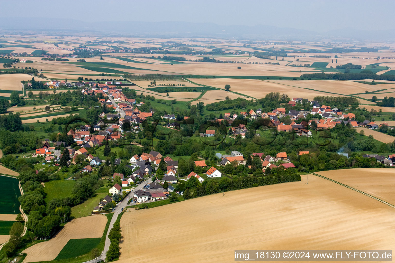 Aerial view of Eberbach-Seltz in the state Bas-Rhin, France