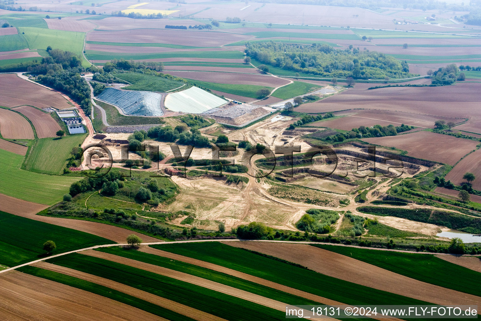 Aerial photograpy of Site of heaped landfill in Schaffhouse-pres-Seltz in Grand Est, France