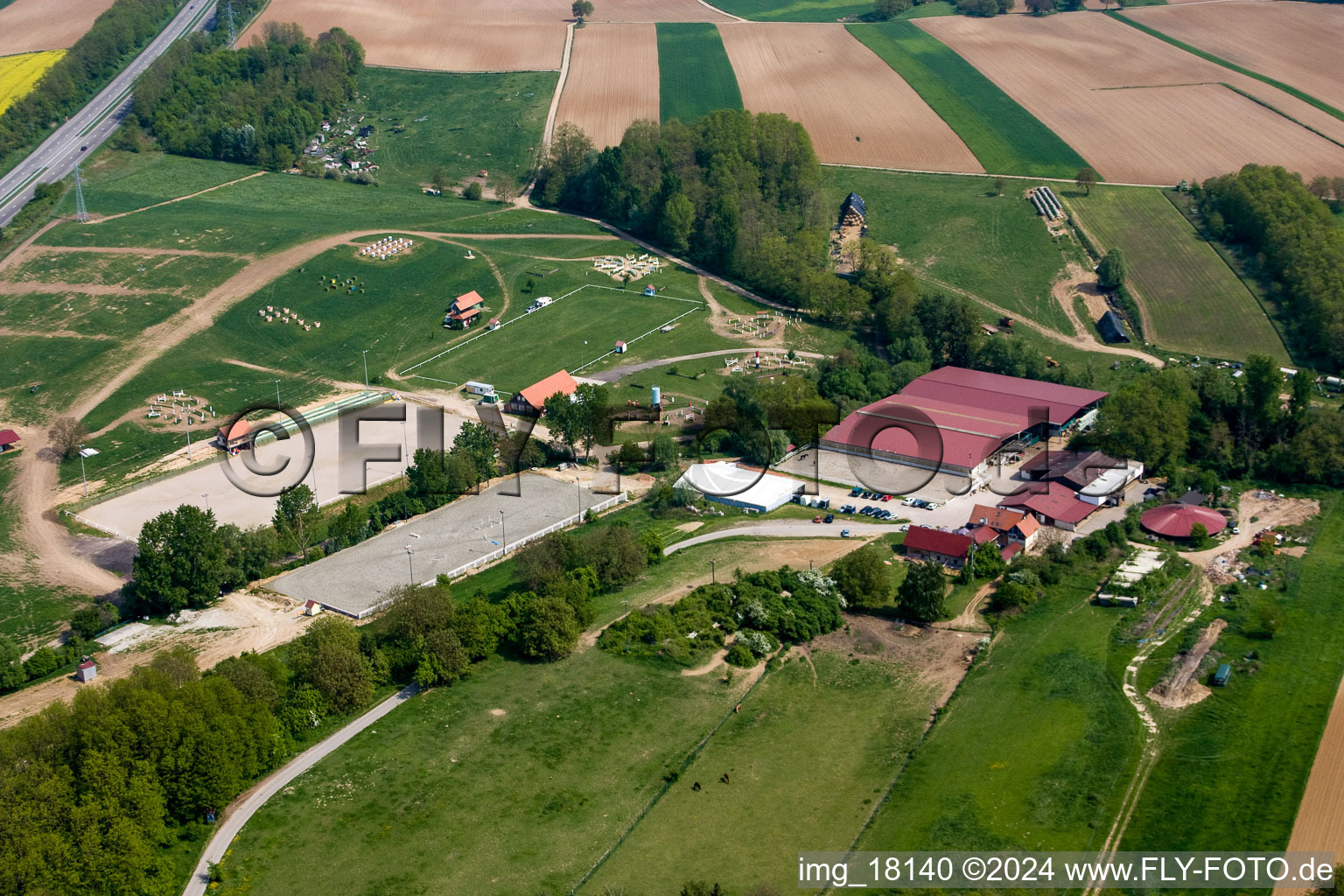 Haras de la Nee in Neewiller-près-Lauterbourg in the state Bas-Rhin, France from above