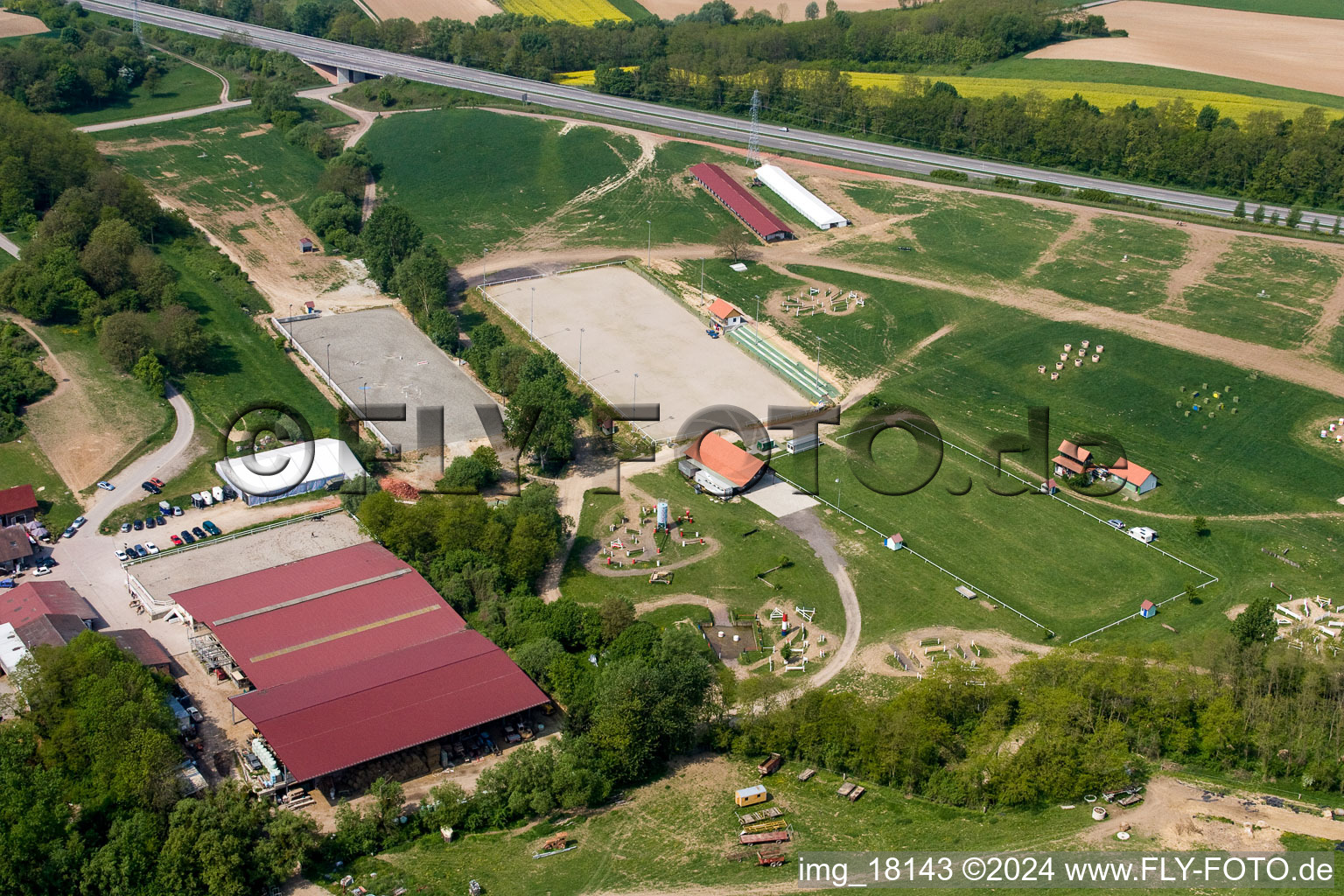 Haras de la Nee in Neewiller-près-Lauterbourg in the state Bas-Rhin, France from the plane