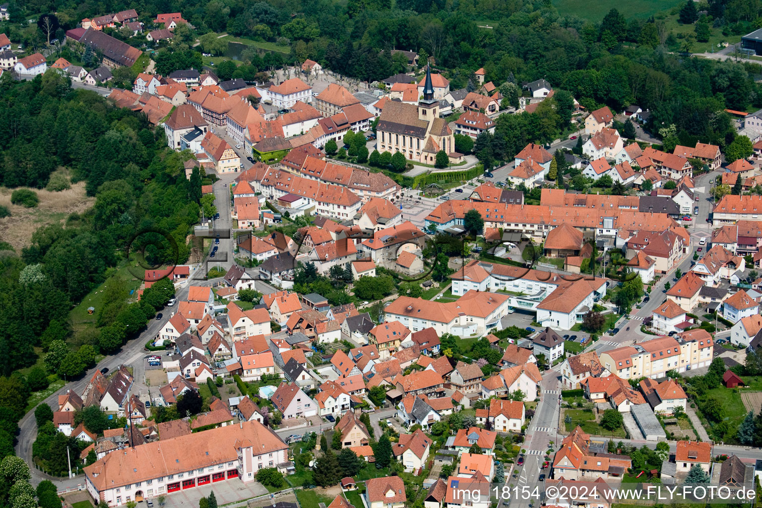 Aerial view of Lauterbourg in the state Bas-Rhin, France