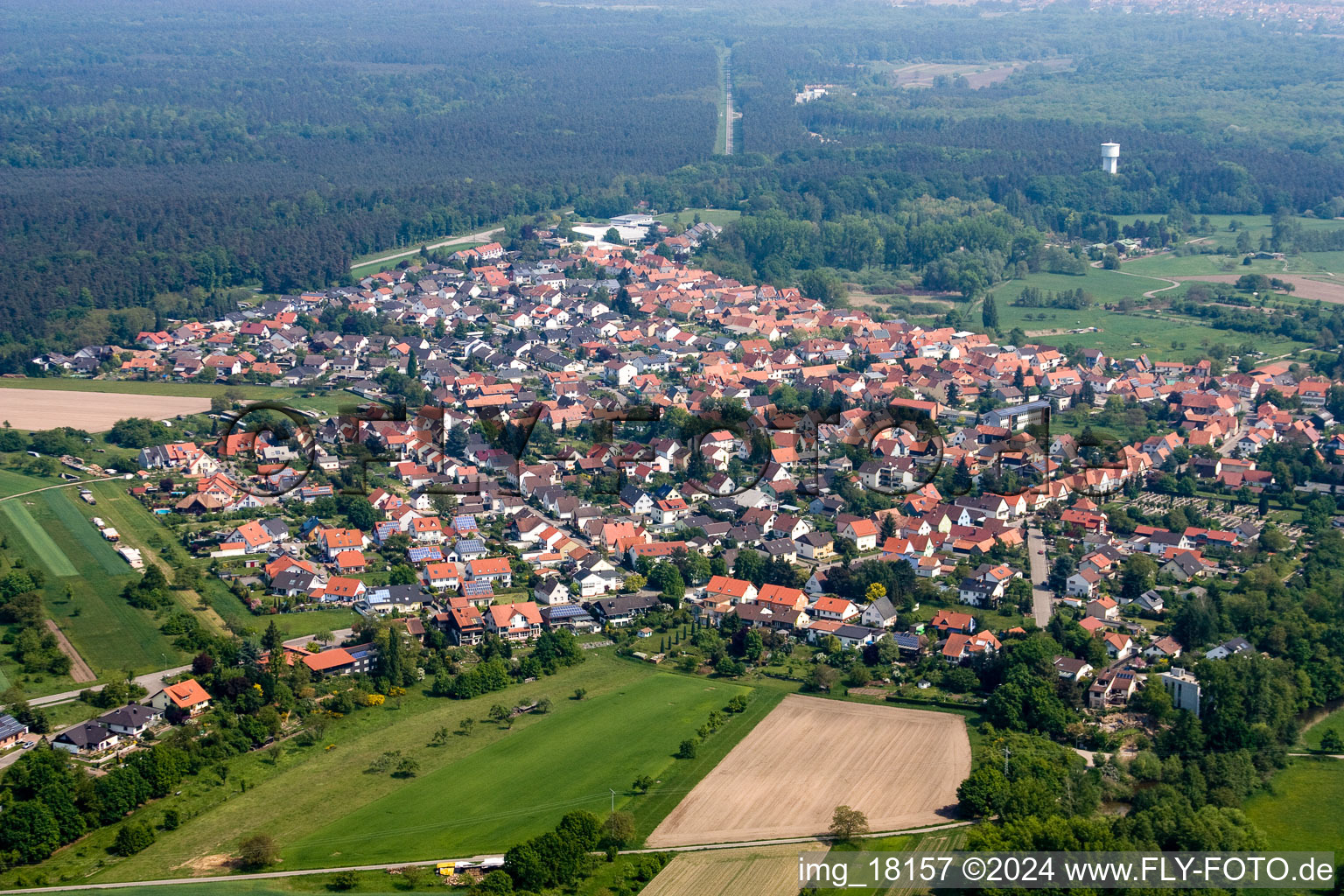 Aerial photograpy of Lauterbourg in the state Bas-Rhin, France