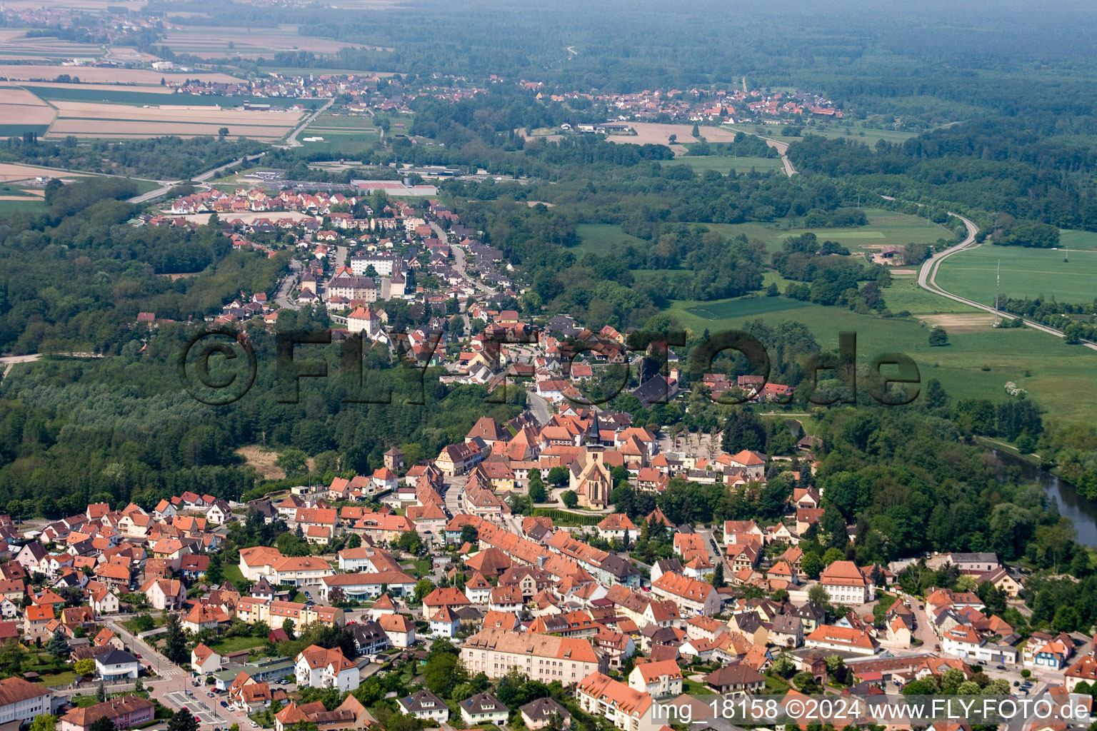 Oblique view of Lauterbourg in the state Bas-Rhin, France