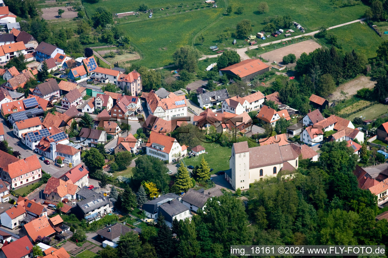 Lauterbourg in the state Bas-Rhin, France seen from above